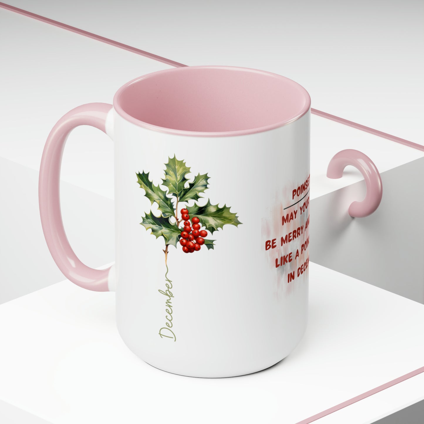 December Birth Month Flower Two-Tone Coffee Mugs, 15oz, Birth Month Flower mug.