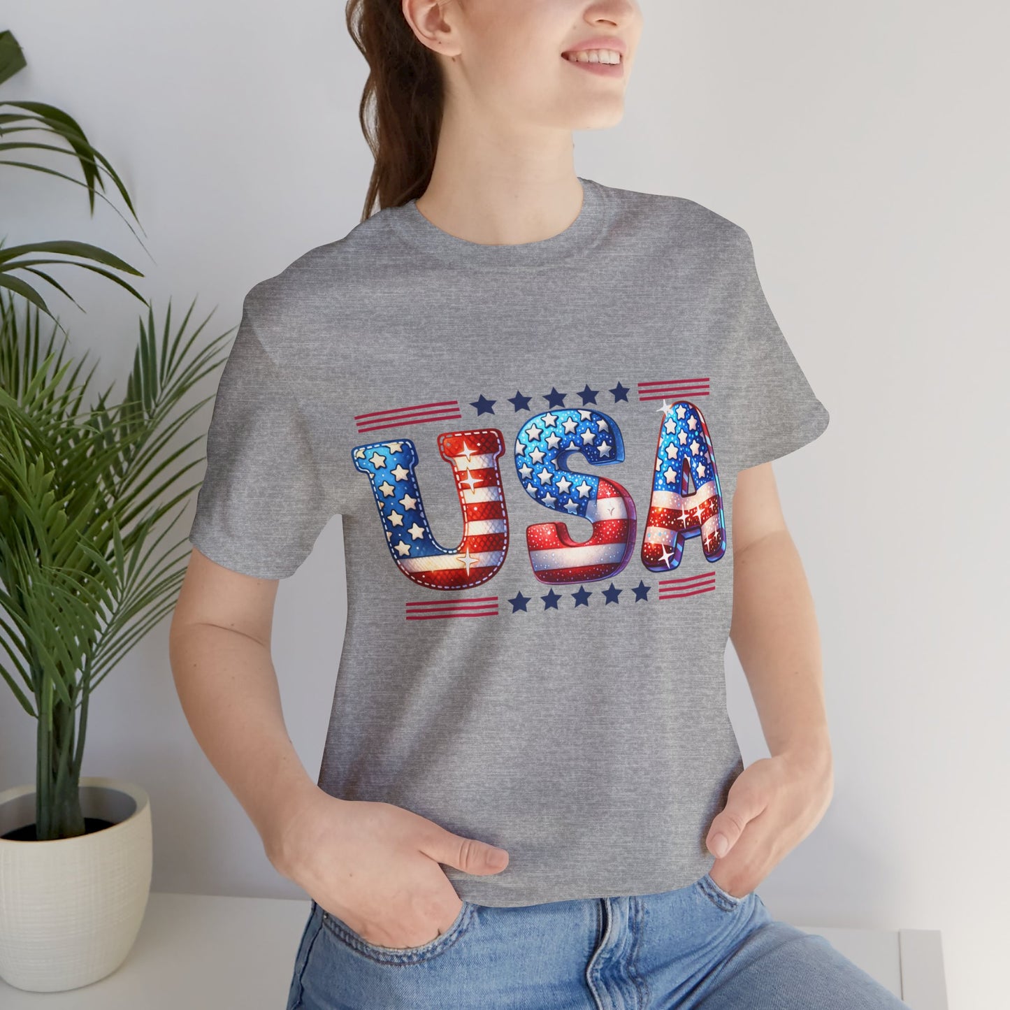 4th of July T-shirt, Sweet Land Of Liberty T-Shirt, Fourth of July unisex jersey short sleeve, America, Flag, Peace Love America. Proud To Be An American, Red White Blue.