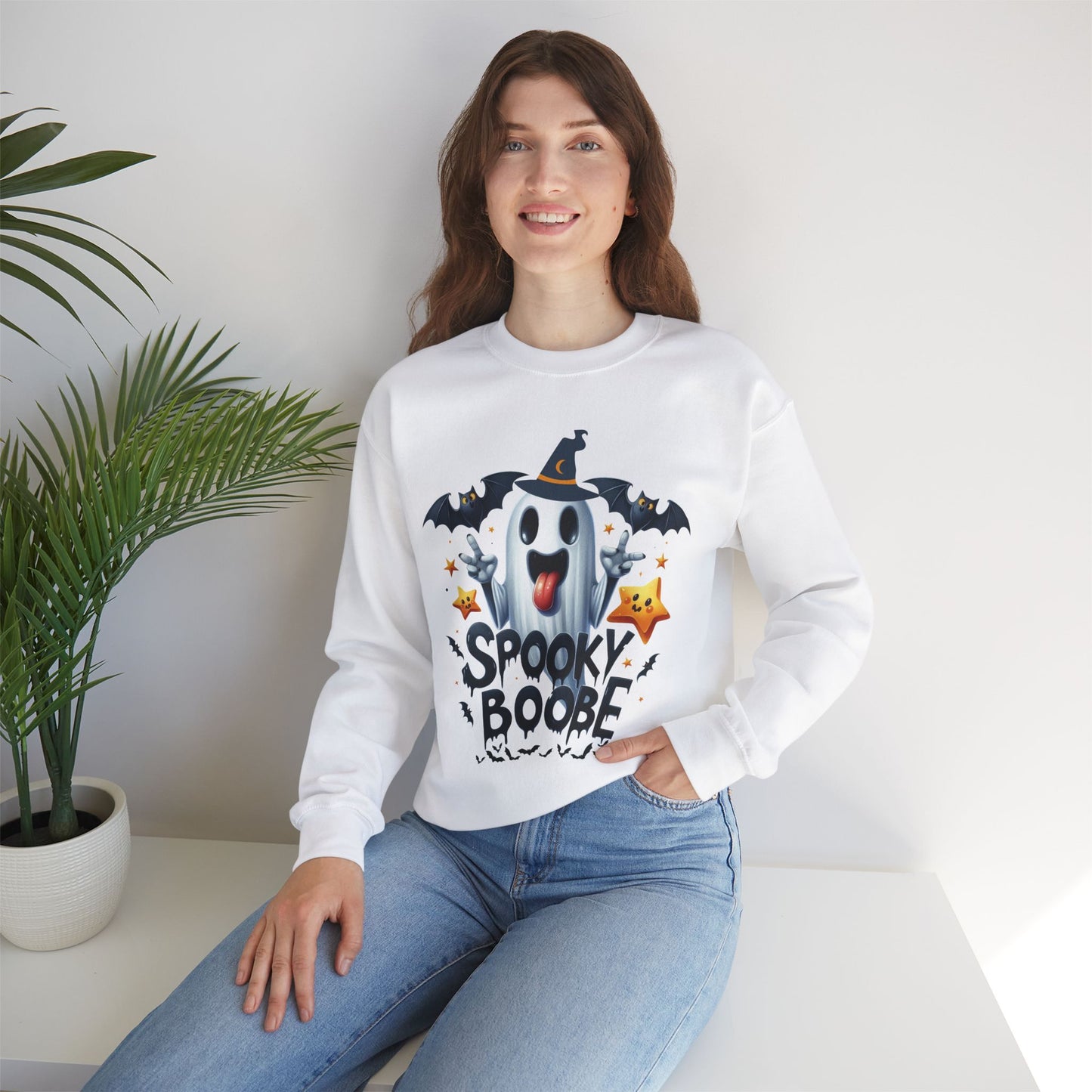 Spooky Halloween Sweatshirt - Unisex Heavy Blend Crewneck, halloween sweatshirt, cute spooky cat sweatshirt.