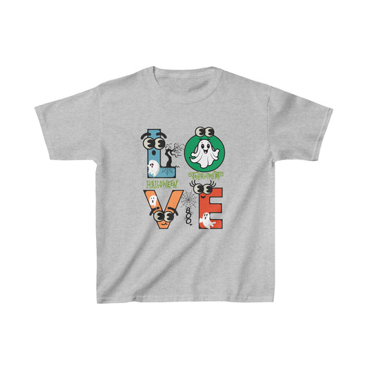 Love Happy Halloween Kids Shirt, Spooky Halloween Kids Heavy Cotton™ Tee, Spooky Season Kids Shirt, Spooky Vibes Shirt, Trick Or Treat Cotton T-Shirt.