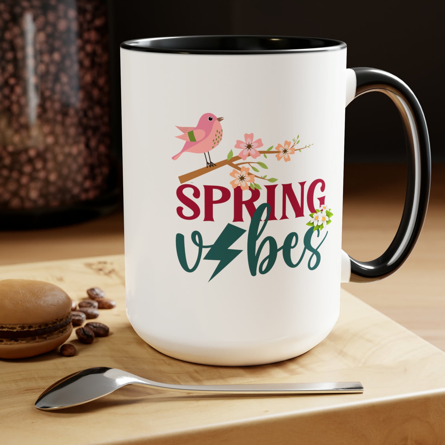 Spring Vibes Trendy two-Tone Coffee Mugs, 15oz