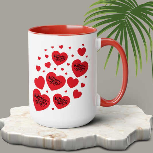 Happy valentines day Two-Tone Coffee Mugs, 15oz