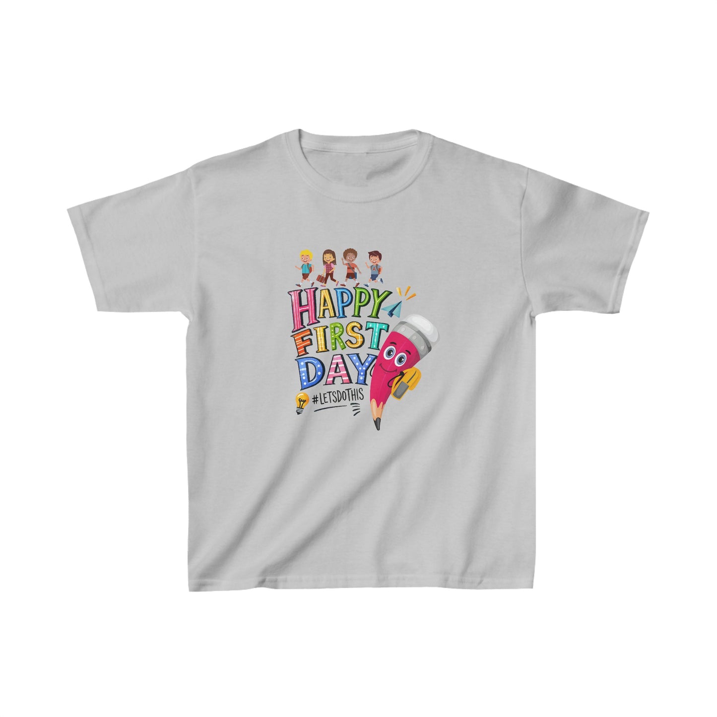 Happy First Day Back To School Kids Heavy Cotton™ Tee, Back to school Kids Shirt, 1st Day Of School Shirt, Back To School Cotton T-Shirt.