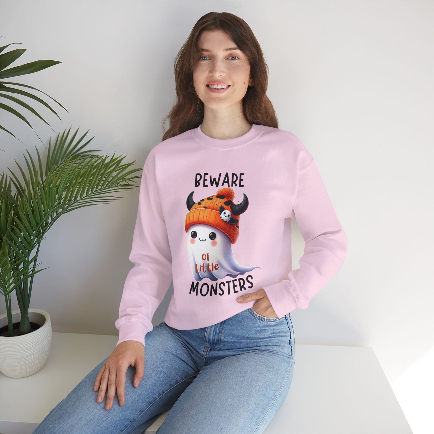 Beware Of Little Monsters Sweatshirt, Happy Halloween Sweatshirt - Unisex Heavy Blend Crewneck, Halloween Sweatshirt, Cute Spooky Ghost sweatshirt.