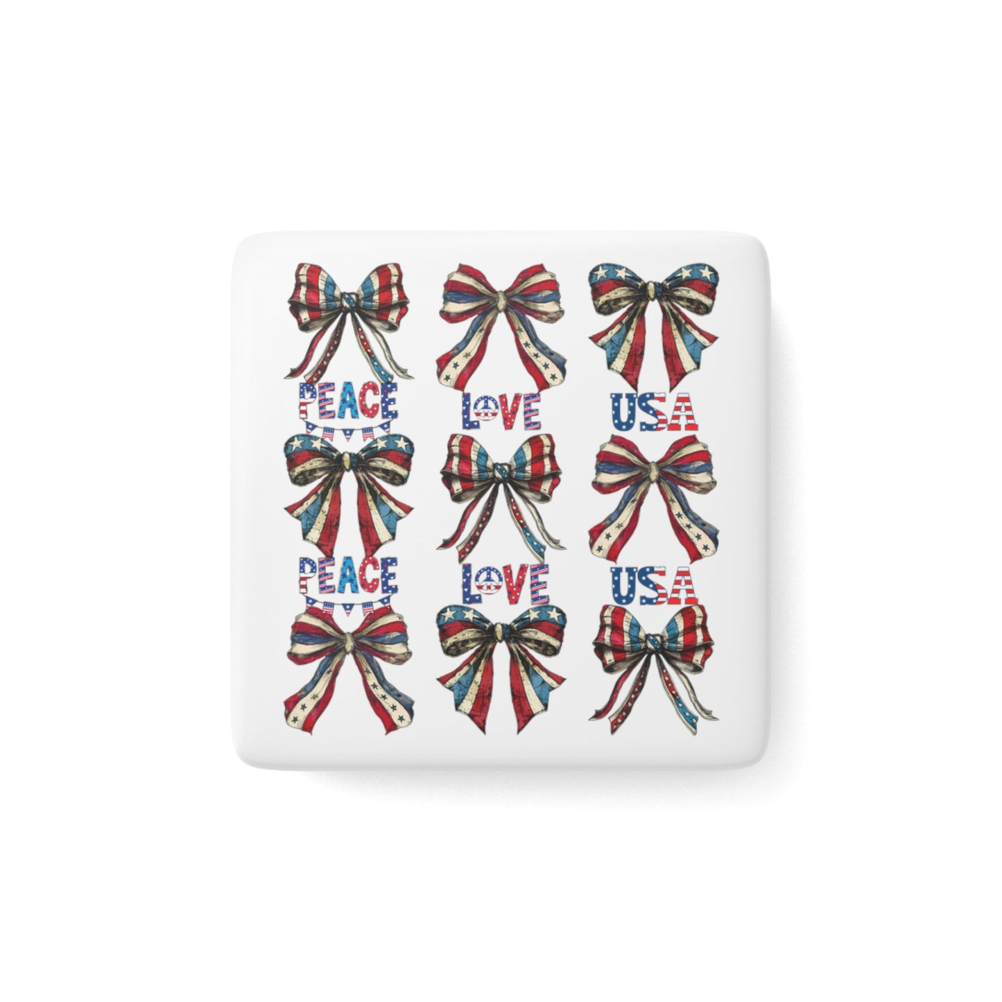 Happy 4th of July Porcelain Magnet, Square, Sunflower Magnet, America, Flag, Peace Love America. Proud To Be An American, Red White Blue Magnet, God Bless America Magnet.