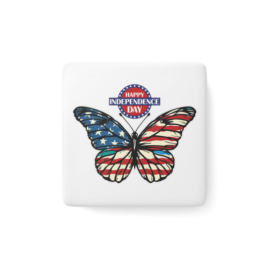 Happy 4th of July Porcelain Magnet, Square, America, Flag, Peace Love America. Proud To Be An American, Red White Blue Magnet, God Bless America Magnet.