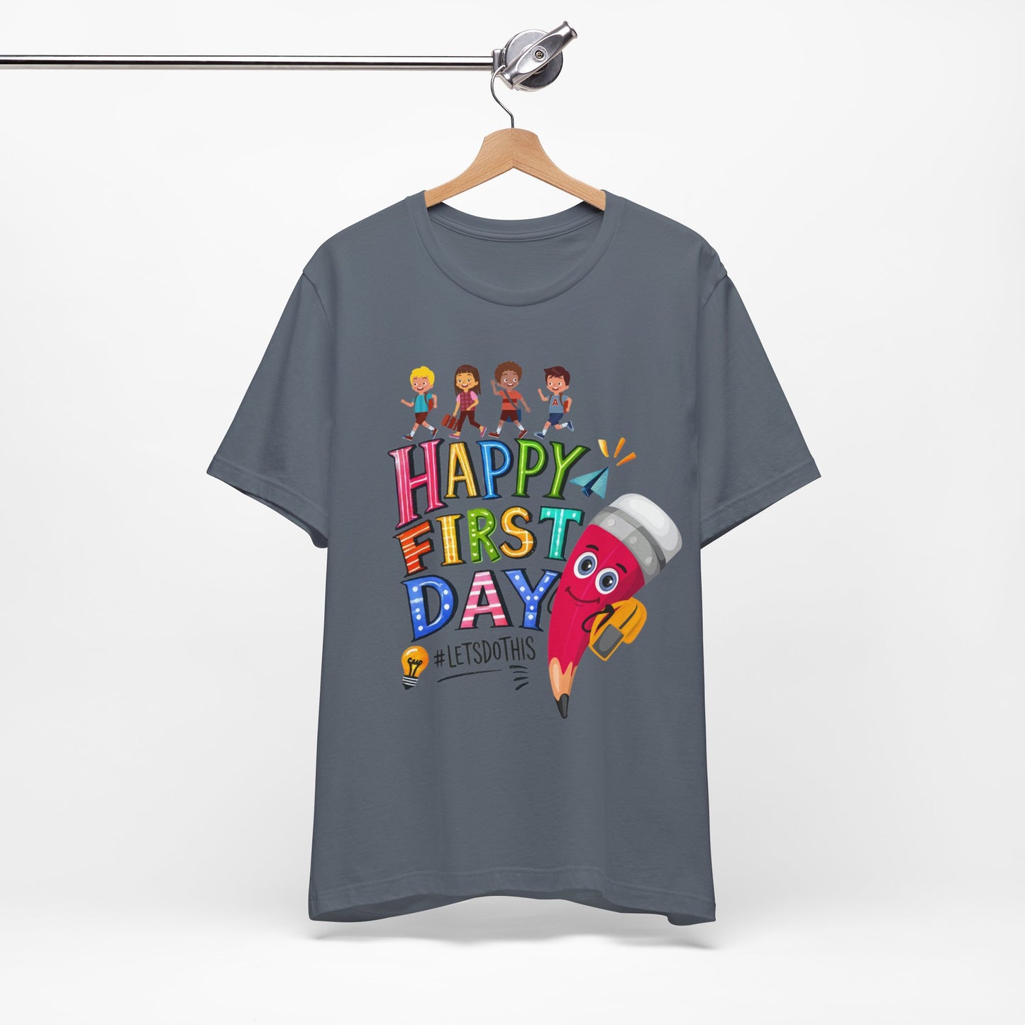 Happy First day T-Shirt, Hello Teacher T-Shirt, Back To School T-Shirt, Teach Love Inspire Teacher Shirt, Teacher Back To school unisex jersey short sleeve.First Day Vibes T-Shirt.