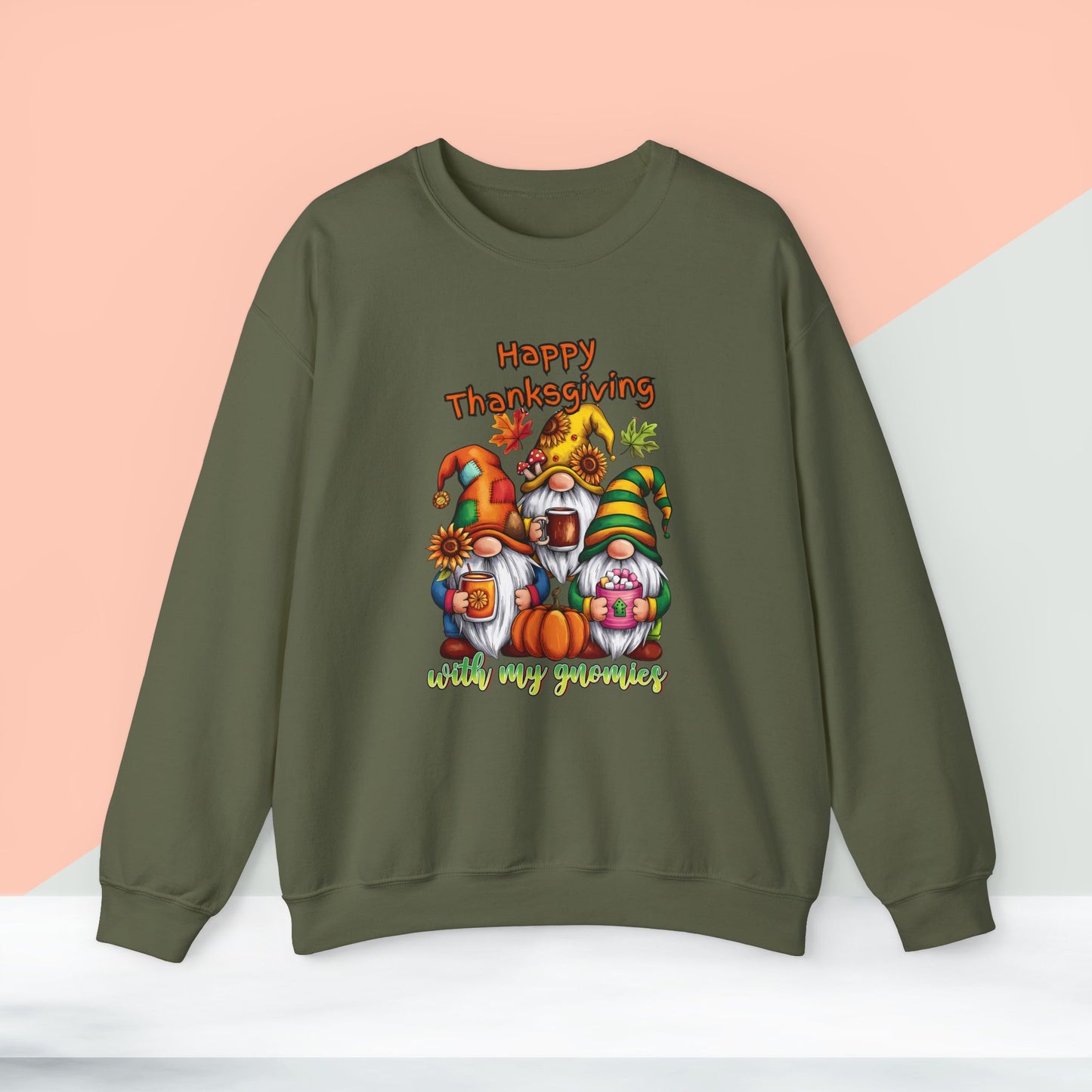 Happy Thanksgiving  With My Gnomies Sweatshirt, HappyThanksgiving Sweatshirt - Unisex Heavy Blend, Happy Thanksgiving2024 Sweatshirt, Thanksgiving Gift, Festive Sweatshirt.