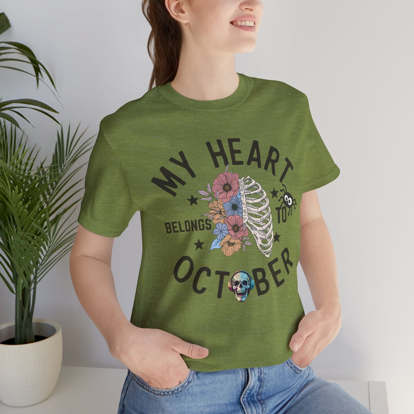 My Heart Belongs To October Halloween T-shirt, Happy Halloween T-shirt, Trick Or Treat T-shirt, Halloween T-shirt, Cool Halloween T-shirt, Spooky T-shirt,