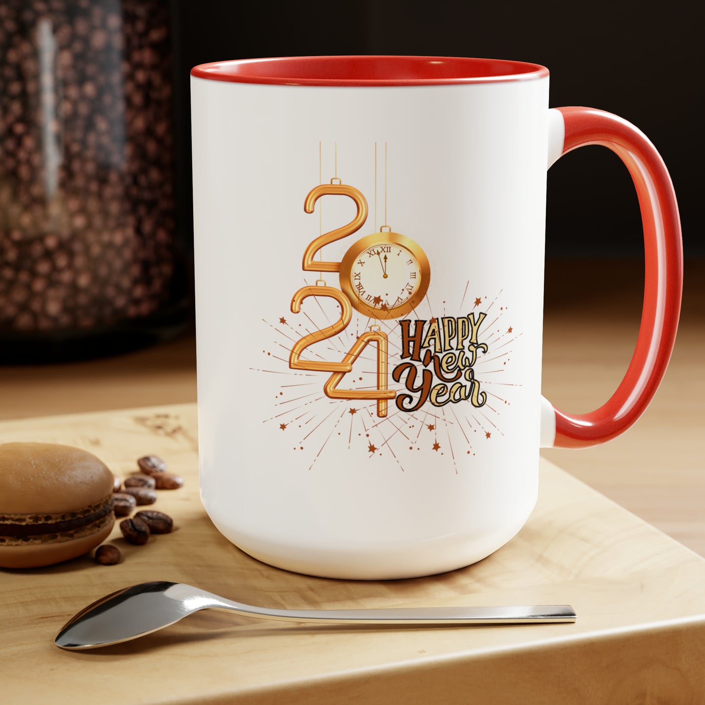 Happy New Year Two-Tone Coffee Mugs, 15oz