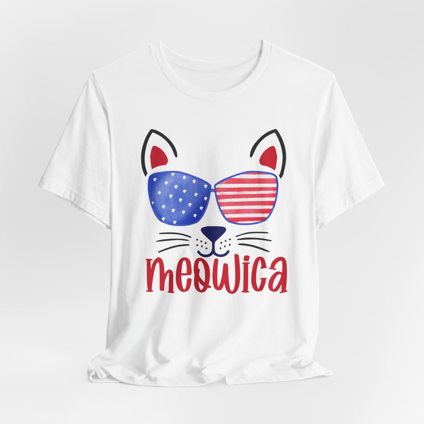 4th of July T-Shirt, Meowica T-shirt,  Fourth of July unisex jersey short sleeve.