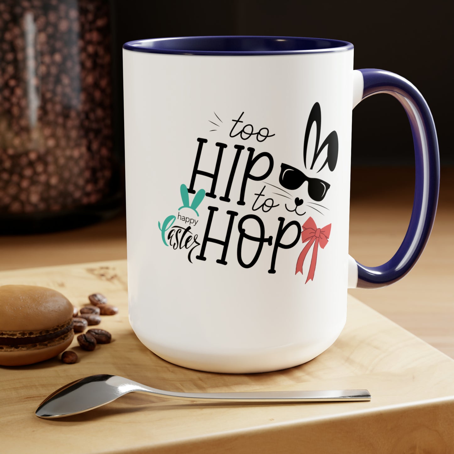 Too Hip To Hop Two-Tone Coffee Mugs, 15oz