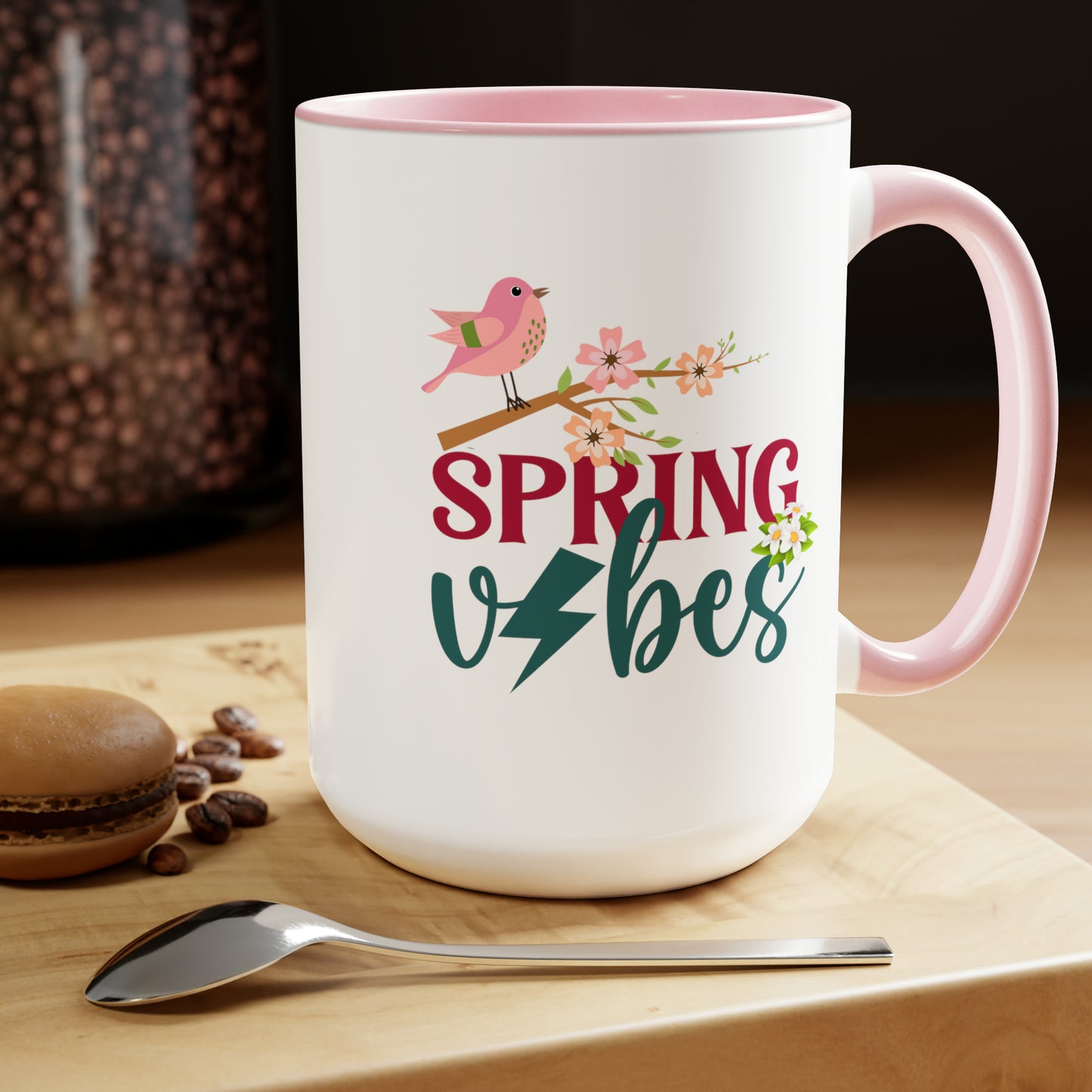 Spring Vibes Trendy two-Tone Coffee Mugs, 15oz