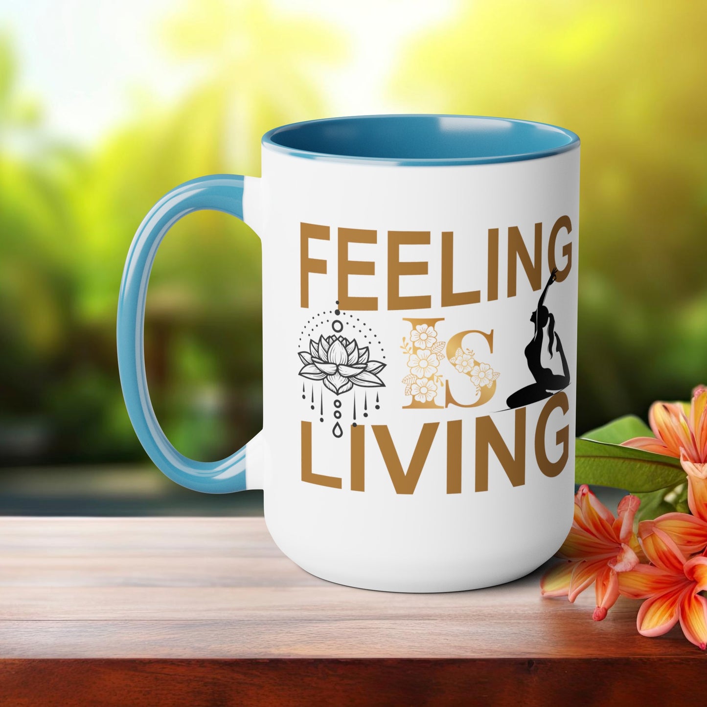 Feeling Is Living Yoga Coffee Mug, Cute Yoga Coffee Mug, Yoga lovers Coffee Mug, Yoga Instructor Gift, Gift For Yoga lover, Gift For Yogi.