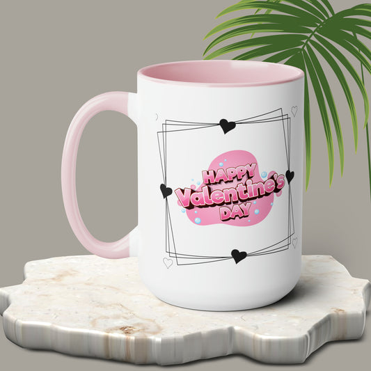 Happy valentines day Two-Tone Coffee Mugs, 15oz