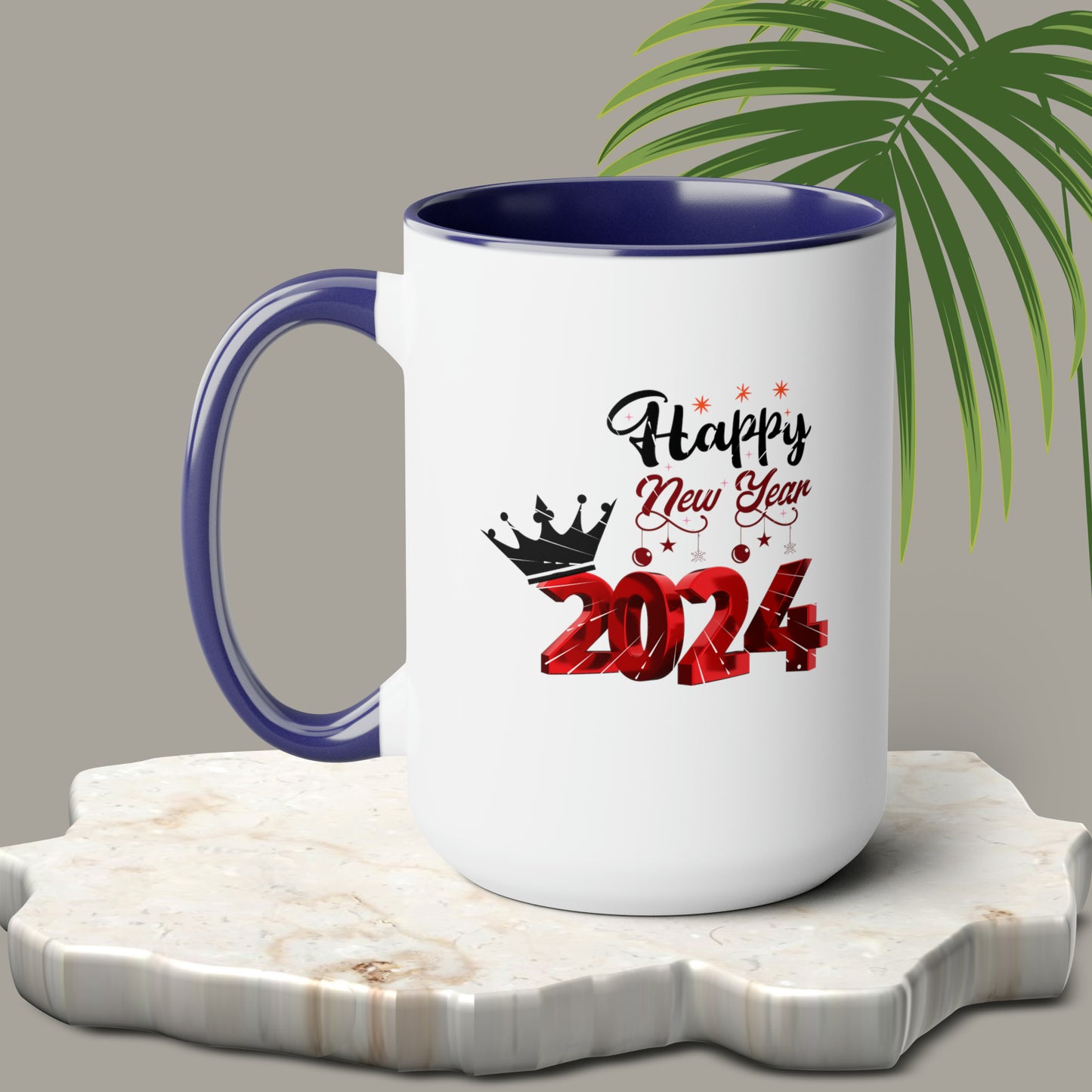 Happy New Year Two-Tone Coffee Mugs, 15oz