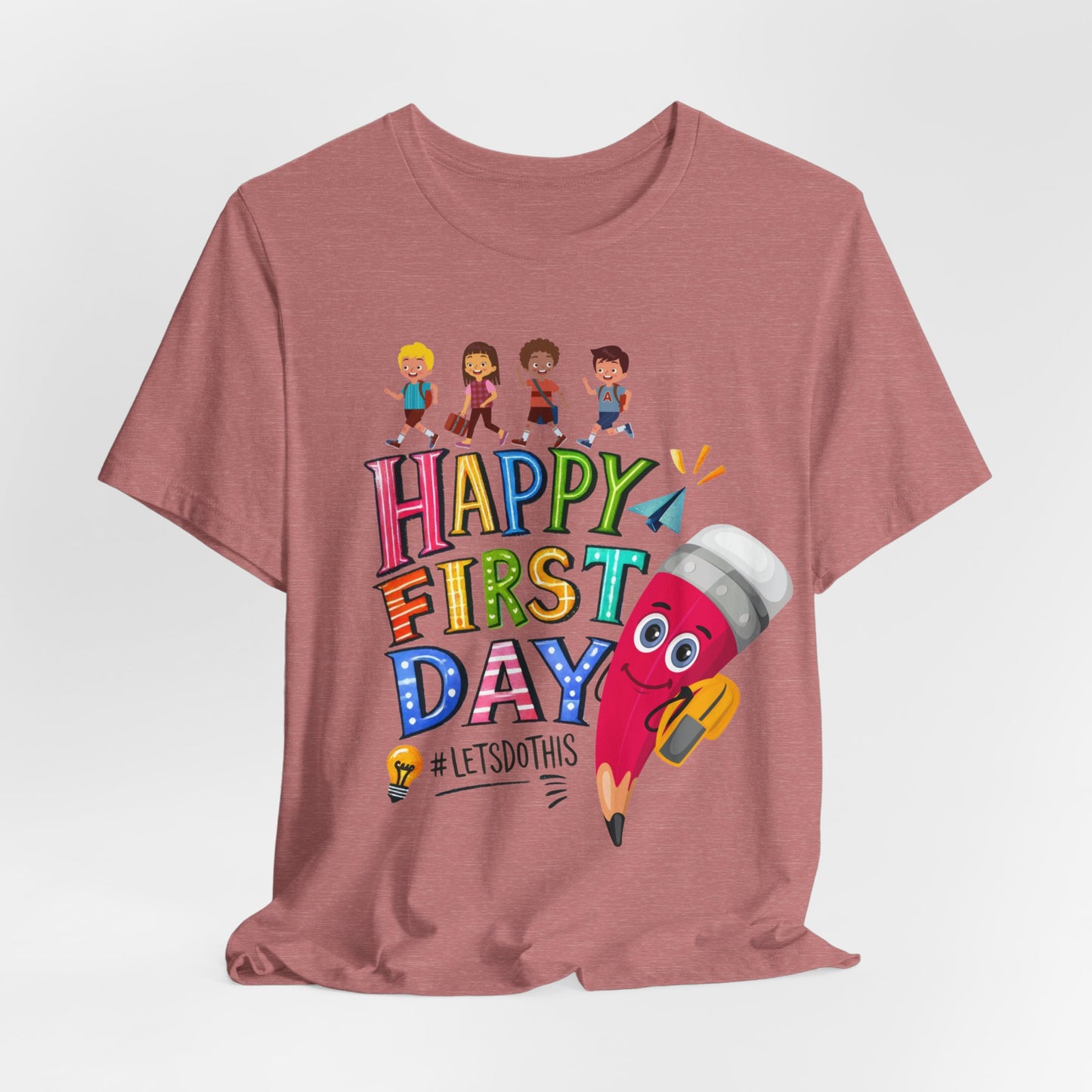 Happy First day T-Shirt, Hello Teacher T-Shirt, Back To School T-Shirt, Teach Love Inspire Teacher Shirt, Teacher Back To school unisex jersey short sleeve.First Day Vibes T-Shirt.
