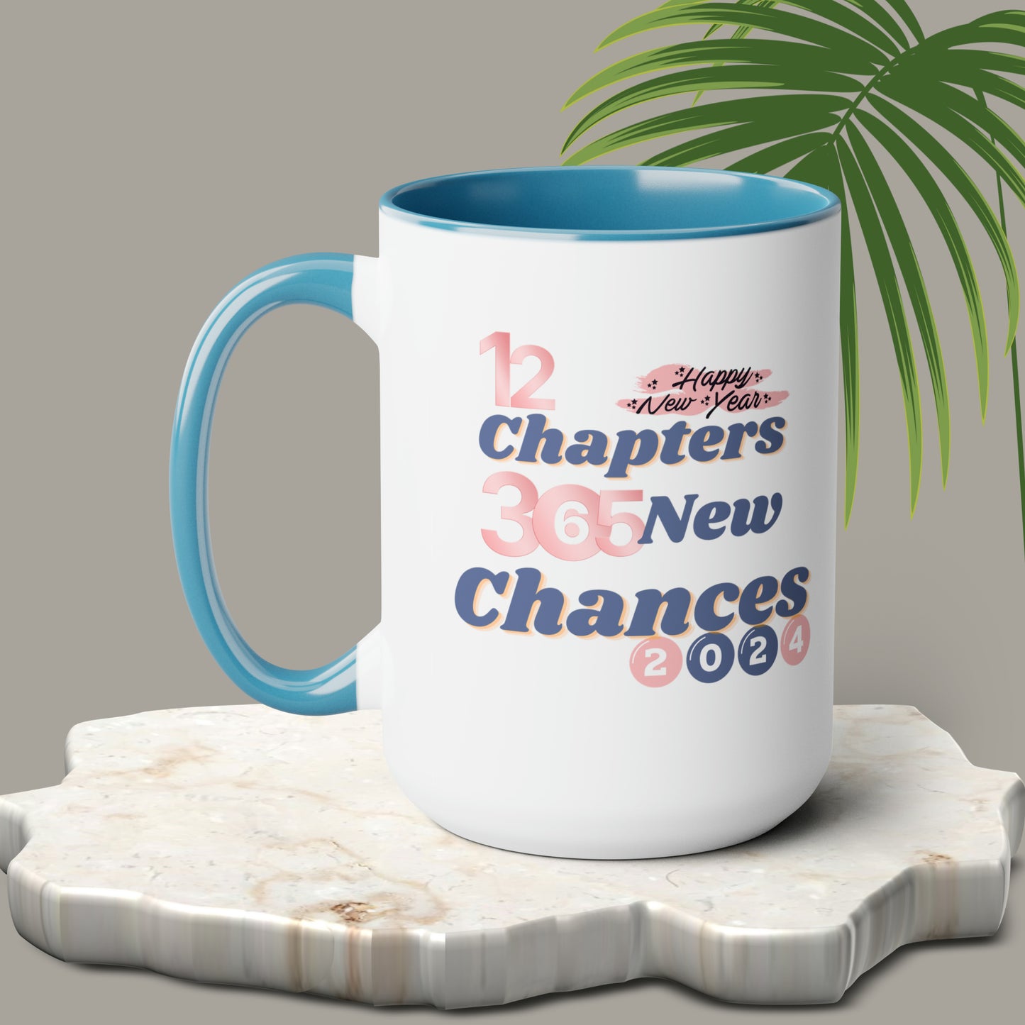 Happy New Year Two-Tone Coffee Mugs, 15oz