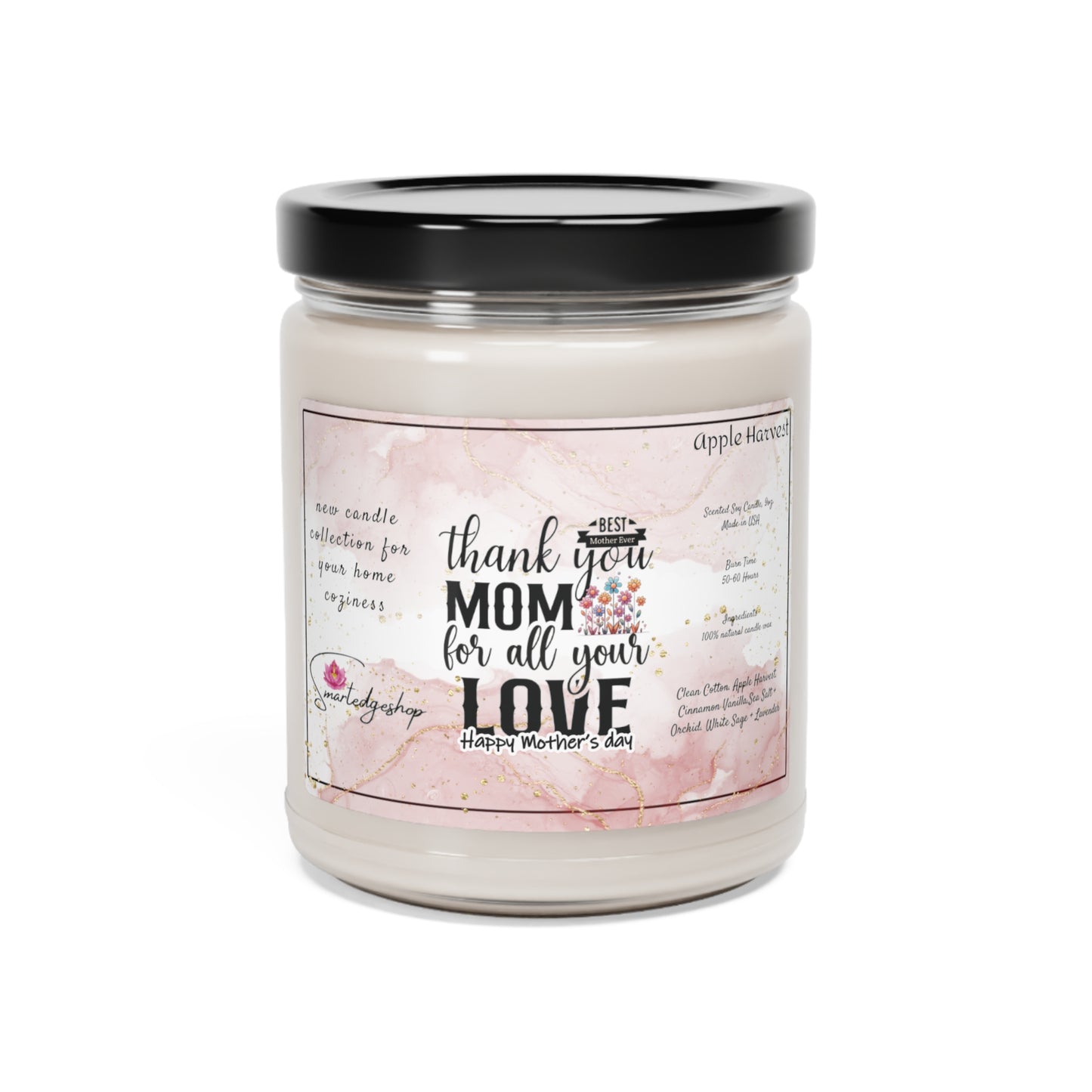 Happy Mother's Day Scented Soy Candle, 9oz, Gift for mom.