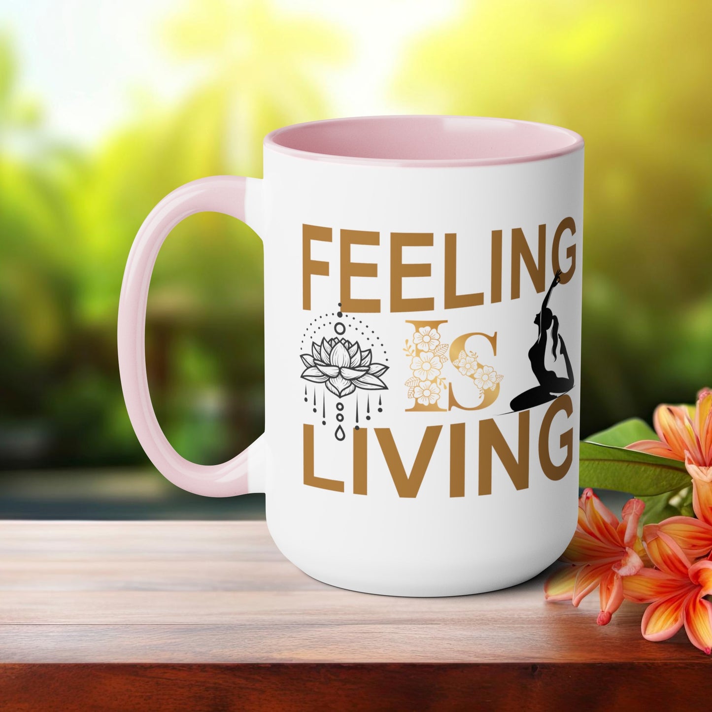 Feeling Is Living Yoga Coffee Mug, Cute Yoga Coffee Mug, Yoga lovers Coffee Mug, Yoga Instructor Gift, Gift For Yoga lover, Gift For Yogi.