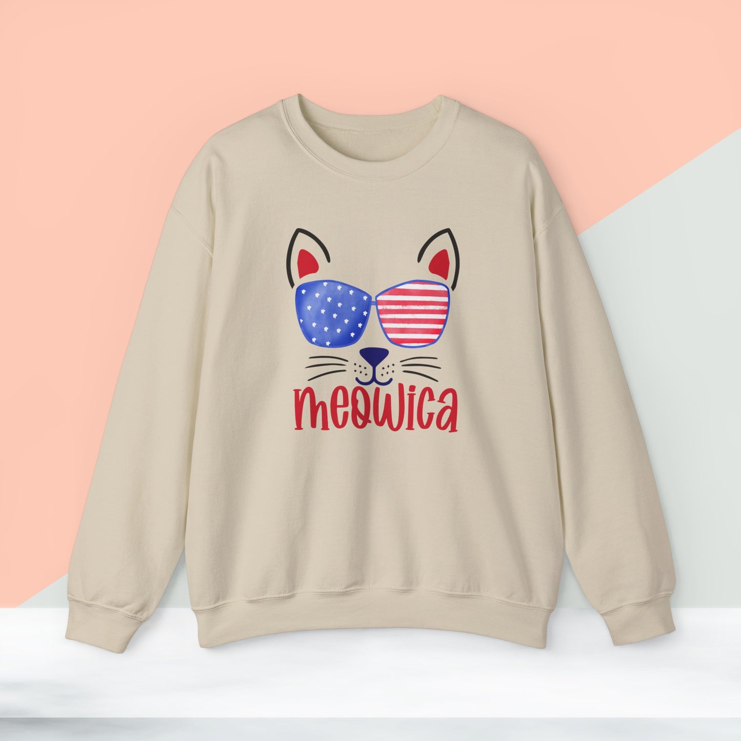 Happy 4th Of July Sweatshirt, Meowica Sweatshirt, Fourth of July unisex heavy blend crewneck sweatshirt.