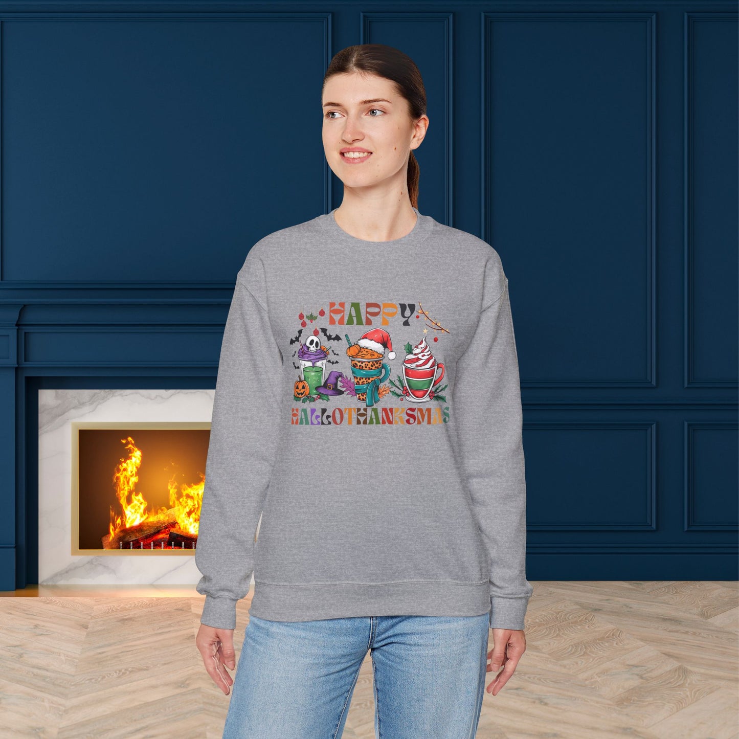 Happy Hellothanksmas Sweatshirt, HappyThanksgiving Sweatshirt - Unisex Heavy Blend, Happy Thanksgiving2024 Sweatshirt, Thanksgiving Gift, Festive Sweatshirt.