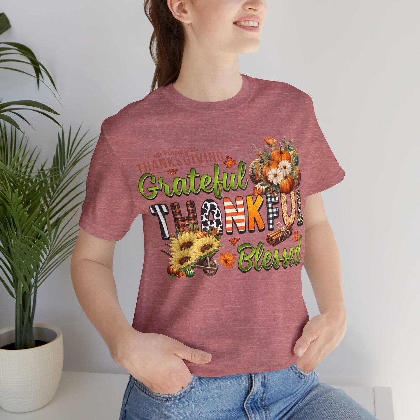 Grateful Thankful Blessed T-shirt, Happy Thanksgiving T-shirt, Happy thanksgiving 2024 T-shirt, Thanksgiving Gift,Turkey Shirt, Family Thanksgiving, Holiday Outfit.