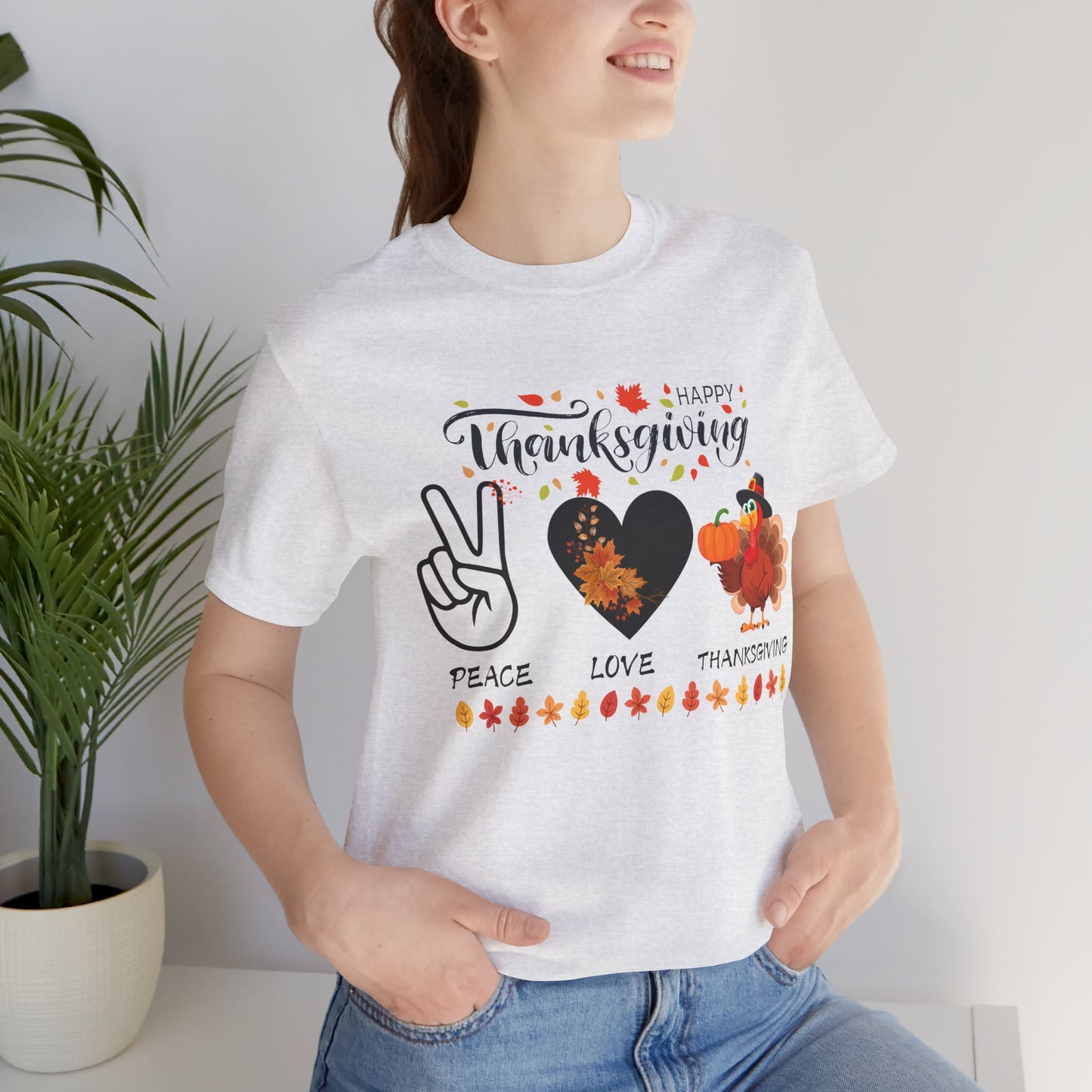 Peace Love Thanksgiving T-shirt, Happy Thanksgiving T-shirt, Happy thanksgiving 2024 T-shirt, Thanksgiving Gift,Turkey Shirt, Family Thanksgiving, Holiday Outfit.