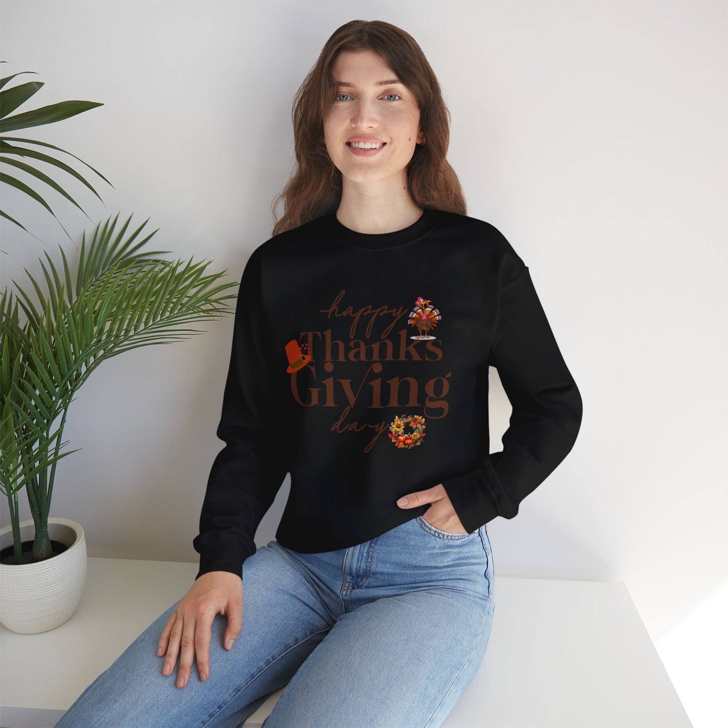 Thanksgiving Sweatshirt, HappyThanksgiving Sweatshirt - Unisex Heavy Blend, Happy Thanksgiving2024 Sweatshirt, Thanksgiving Gift, Festive Sweatshirt.