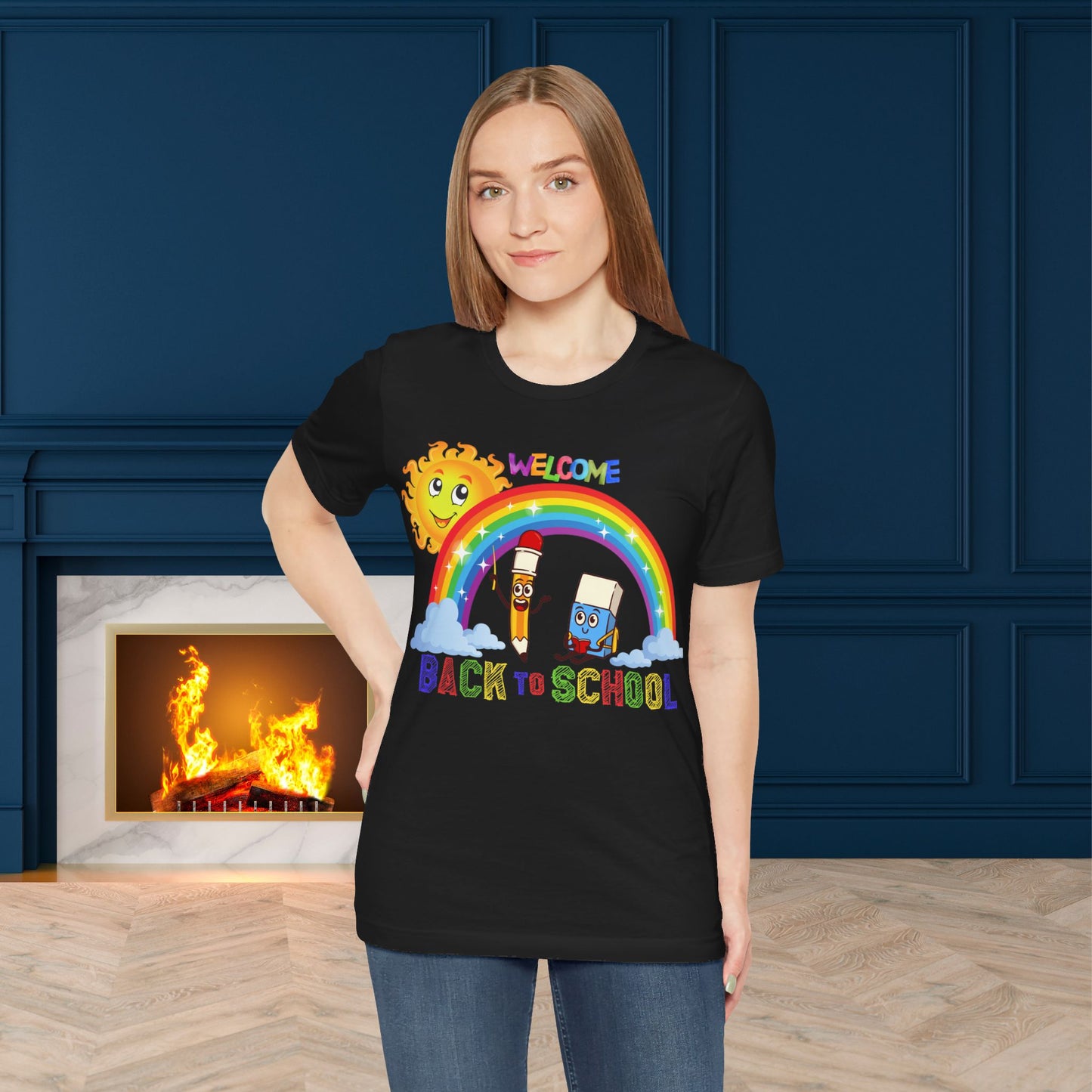 Welcome Back To School T-Shirt, Hello Teacher T-Shirt, Back To School T-Shirt, Teach Love Inspire Teacher Shirt, Teacher Back To school unisex jersey short sleeve.First Day Vibes T-Shirt.
