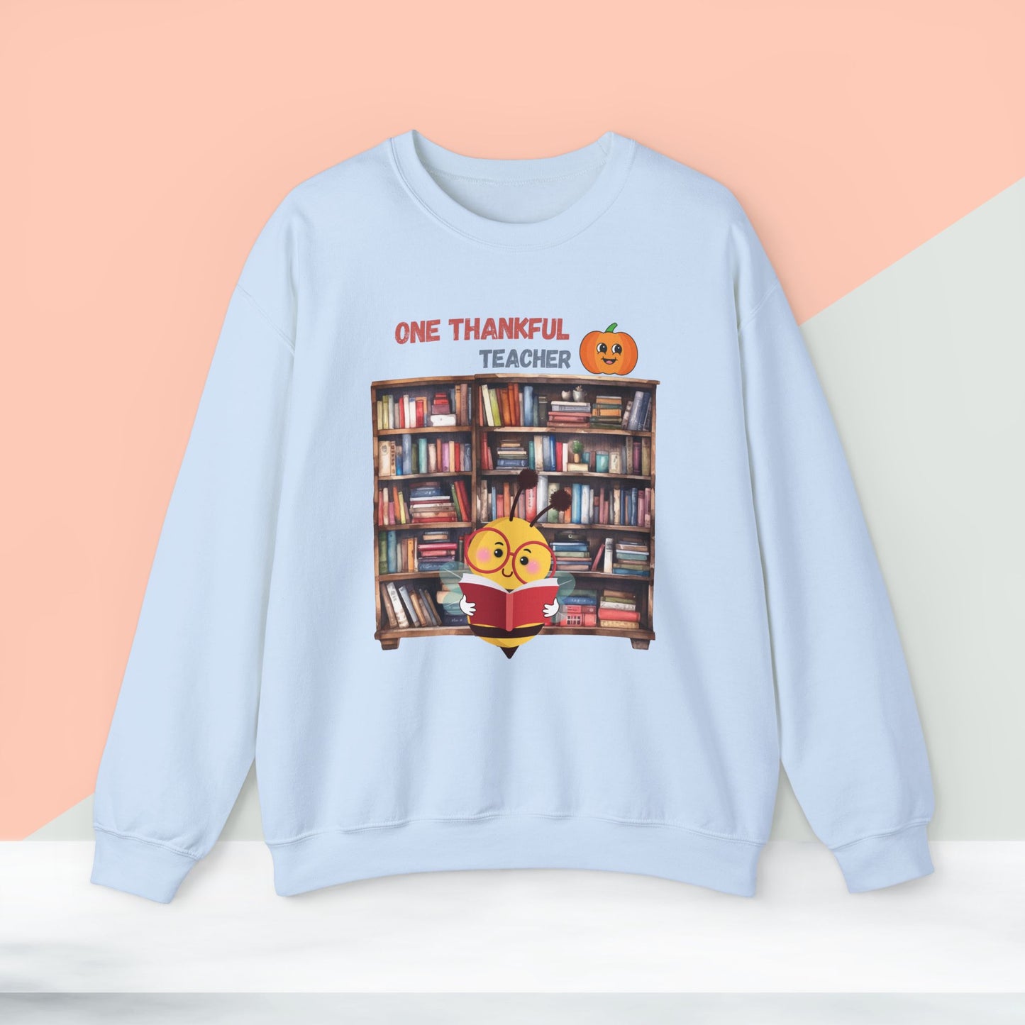 One Thankful Teacher Sweatshirt, HappyThanksgiving Sweatshirt - Unisex Heavy Blend, Happy Thanksgiving2024 Sweatshirt, Thanksgiving Gift, Festive Sweatshirt.