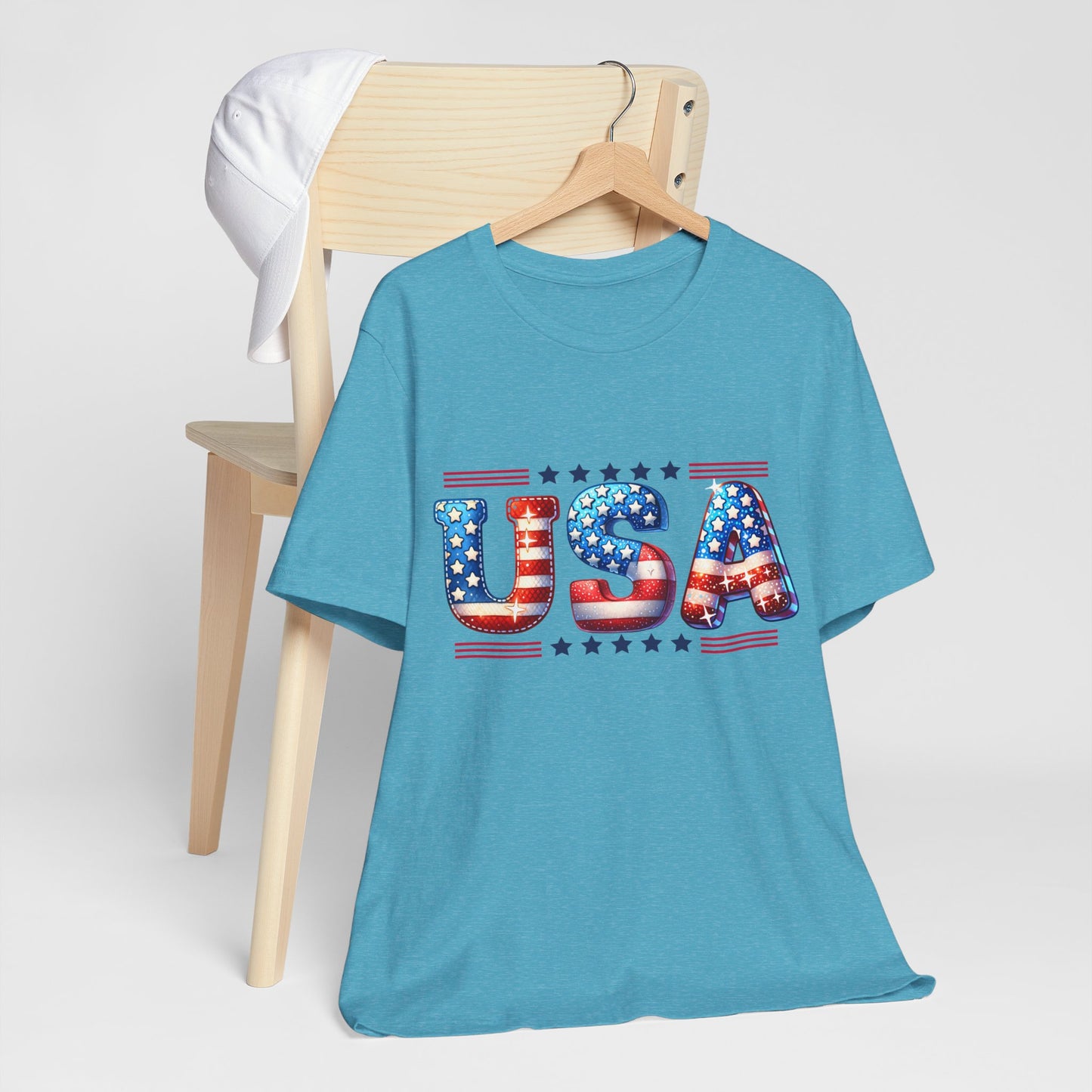 4th of July T-shirt, Sweet Land Of Liberty T-Shirt, Fourth of July unisex jersey short sleeve, America, Flag, Peace Love America. Proud To Be An American, Red White Blue.