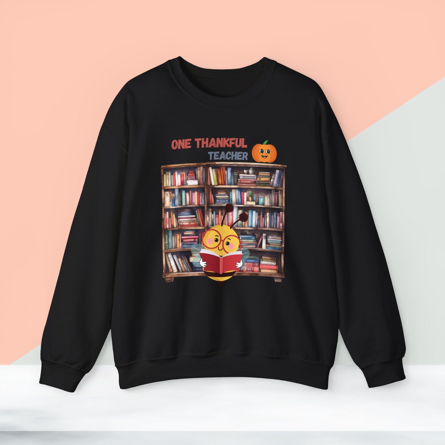 One Thankful Teacher Sweatshirt, HappyThanksgiving Sweatshirt - Unisex Heavy Blend, Happy Thanksgiving2024 Sweatshirt, Thanksgiving Gift, Festive Sweatshirt.