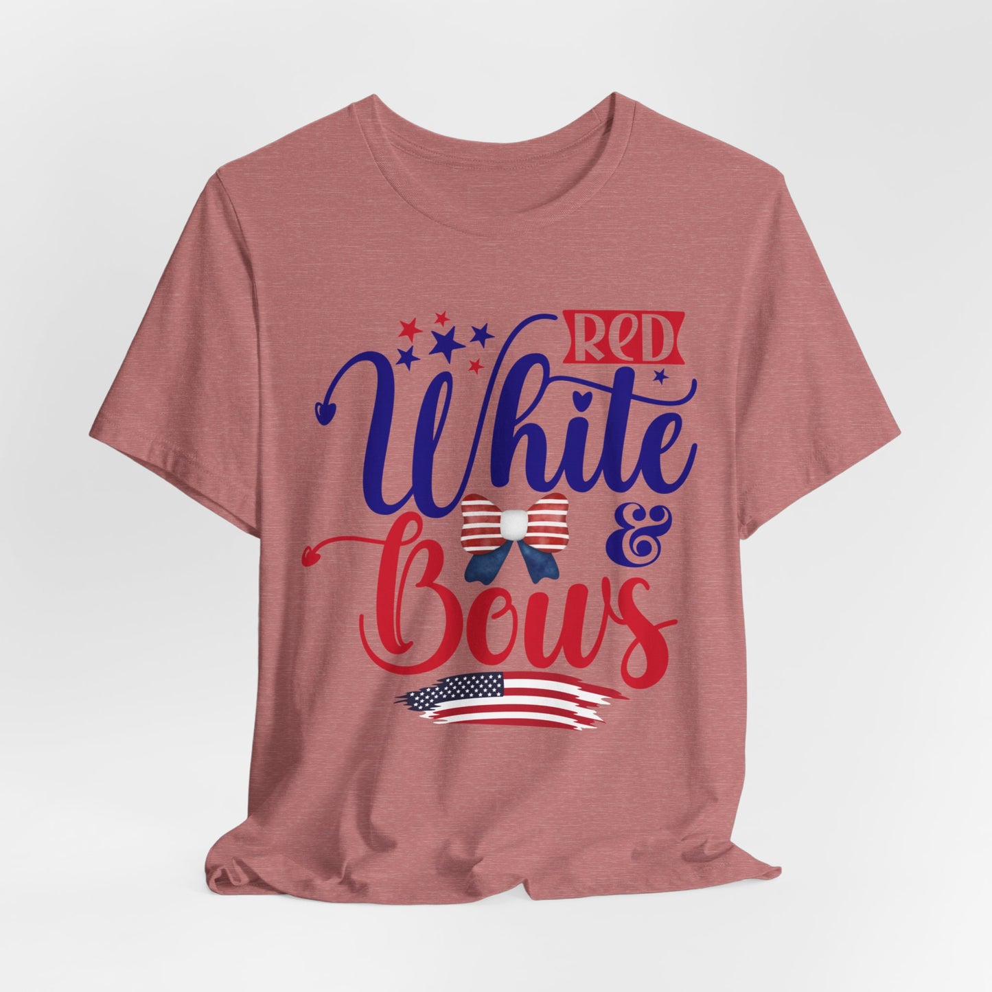 4th of July T-Shirt, Red White & Bows T-Shirt, Fourth of July unisex jersey short sleeve.