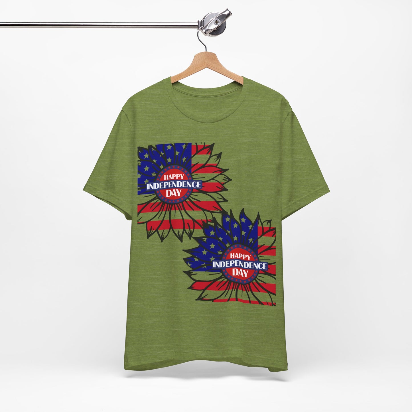 4th of July T-Shirt, Happy Independence Day Sunflower T-Shirt, Fourth of July unisex jersey short sleeve.