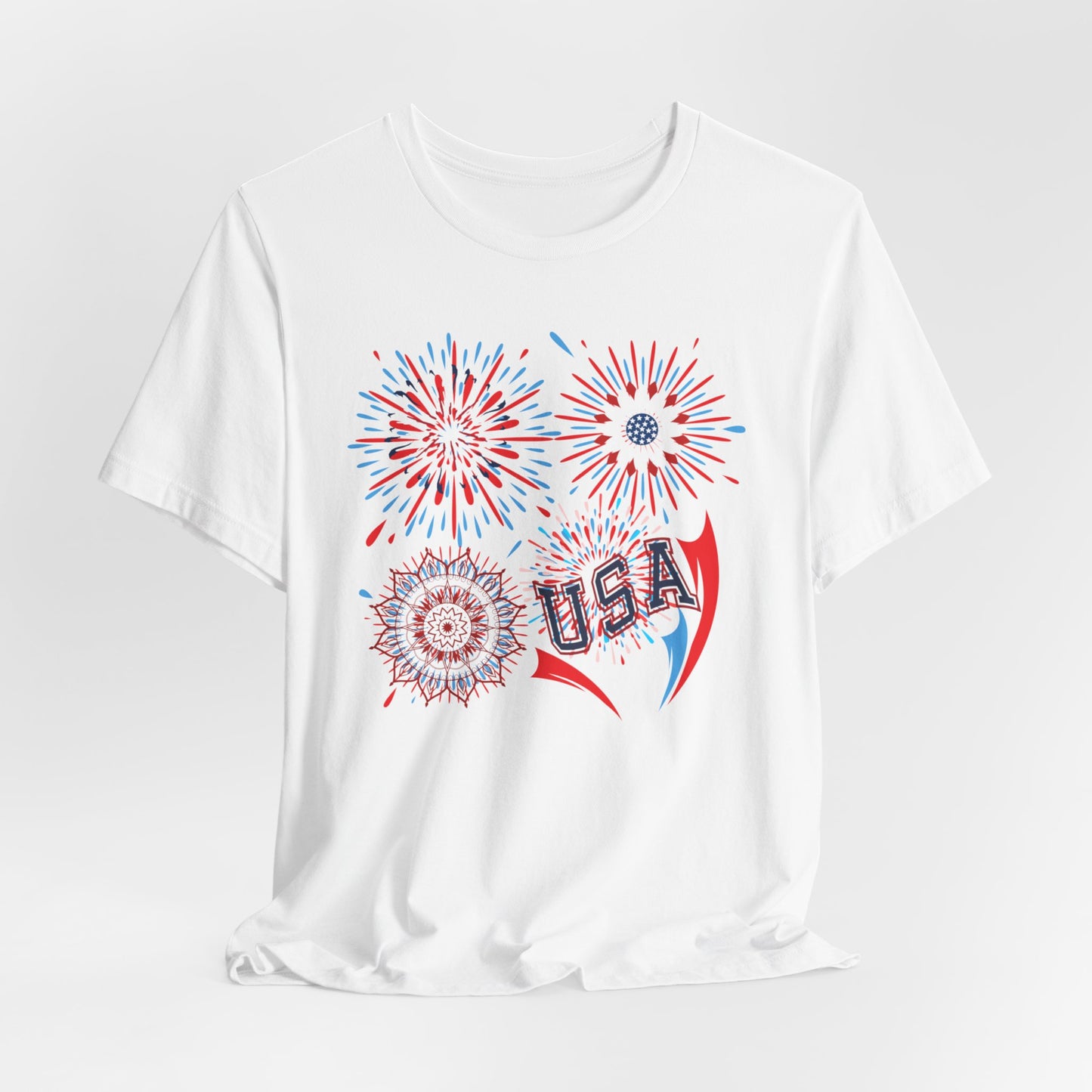 4th of July T-shirt, Red White Blue T-Shirt, Fourth of July unisex jersey short sleeve,  America, Flag, Peace Love America. Proud To Be An American, Red White Blue.