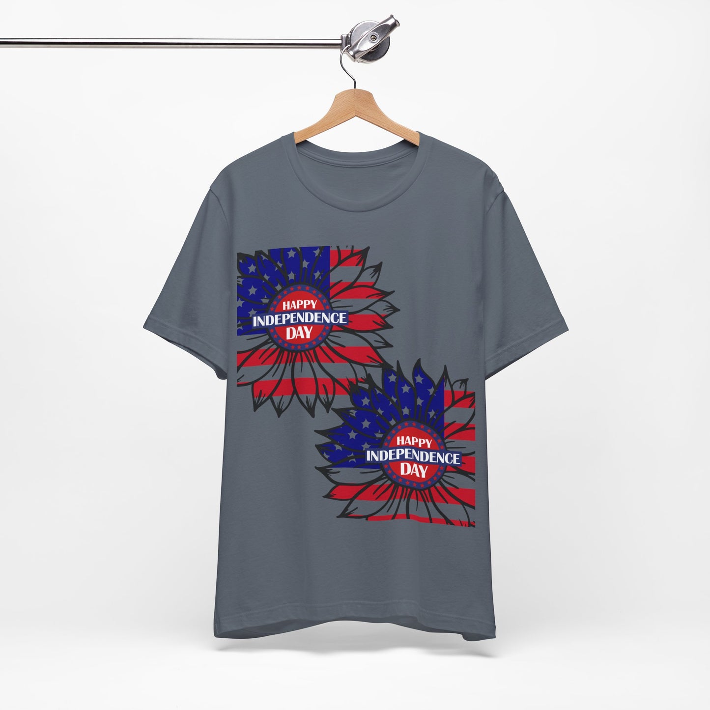 4th of July T-Shirt, Happy Independence Day Sunflower T-Shirt, Fourth of July unisex jersey short sleeve.