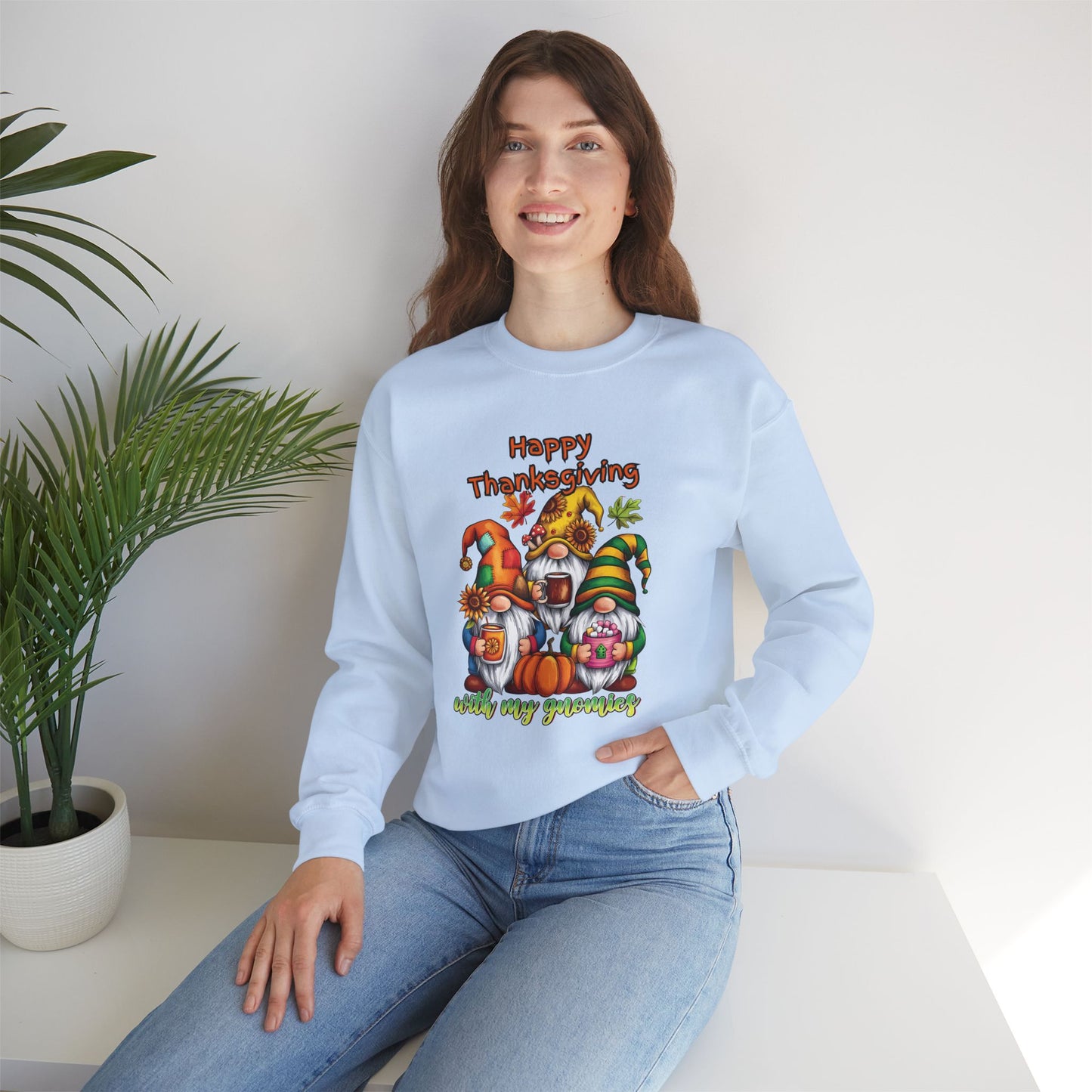 Happy Thanksgiving  With My Gnomies Sweatshirt, HappyThanksgiving Sweatshirt - Unisex Heavy Blend, Happy Thanksgiving2024 Sweatshirt, Thanksgiving Gift, Festive Sweatshirt.