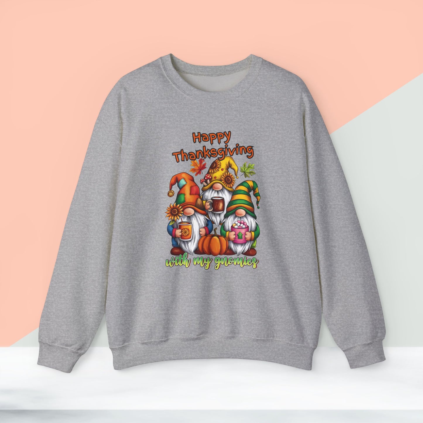 Happy Thanksgiving  With My Gnomies Sweatshirt, HappyThanksgiving Sweatshirt - Unisex Heavy Blend, Happy Thanksgiving2024 Sweatshirt, Thanksgiving Gift, Festive Sweatshirt.