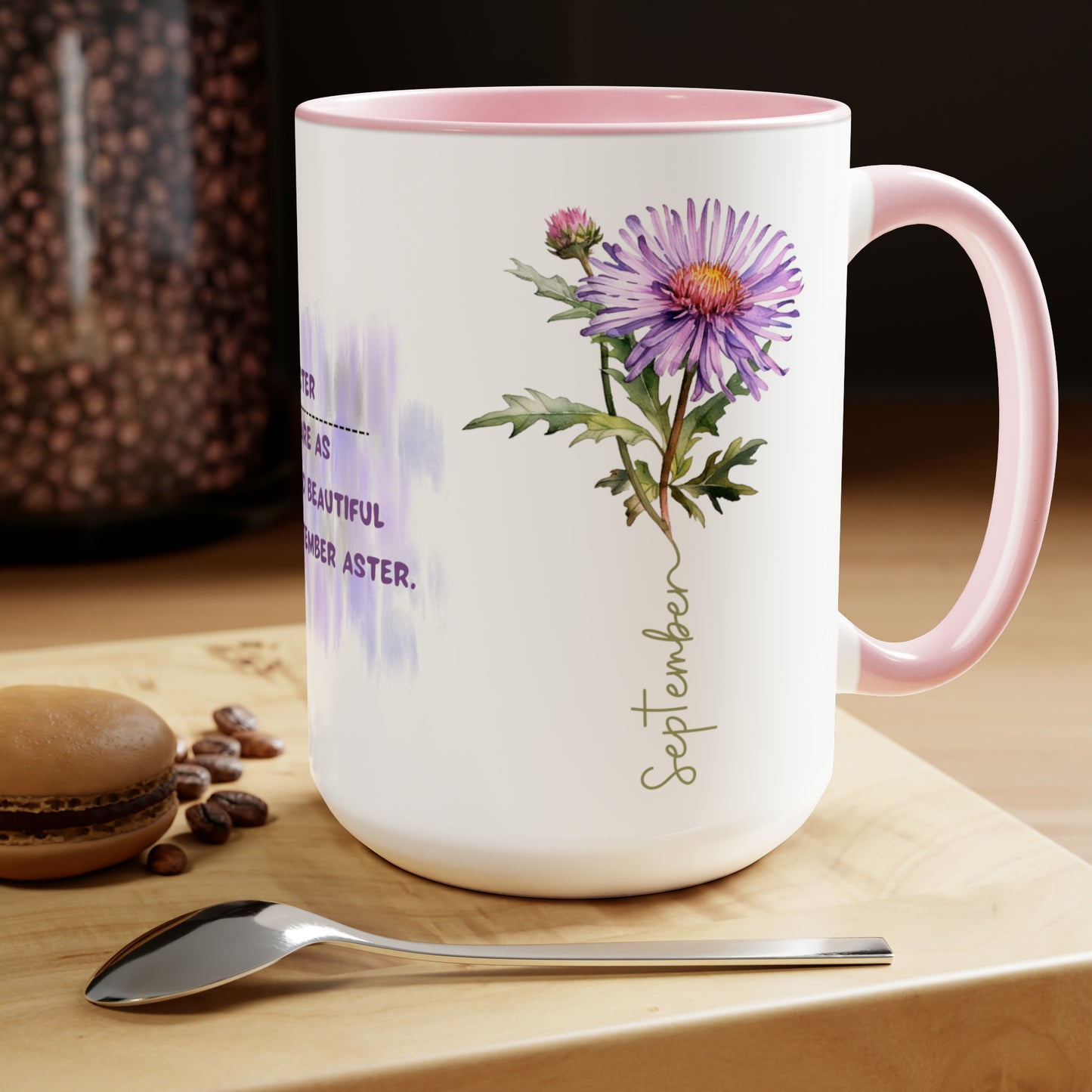 September Birth Month Flower Two-Tone Coffee Mugs, 15oz, Birth Month Flower mug.