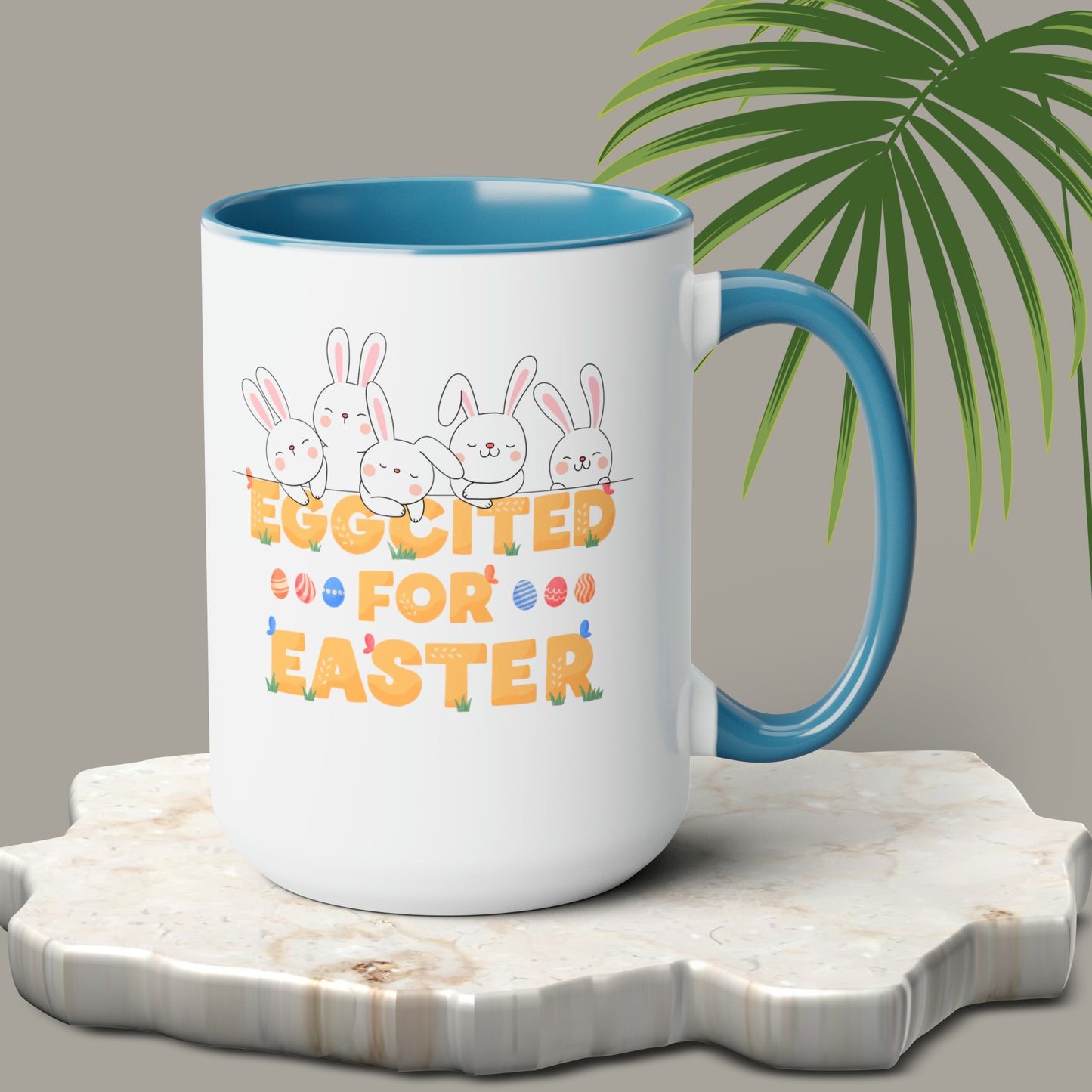 Eggcited For EasterTwo-Tone Coffee Mugs, 15oz