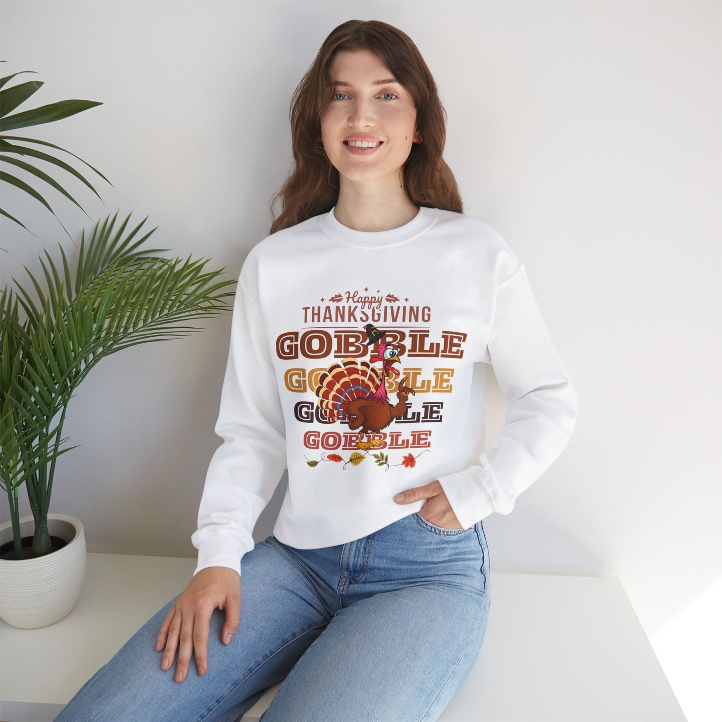 Gobble Sweatshirt, HappyThanksgiving Sweatshirt - Unisex Heavy Blend, Happy Thanksgiving2024 Sweatshirt, Thanksgiving Gift, Festive Sweatshirt.