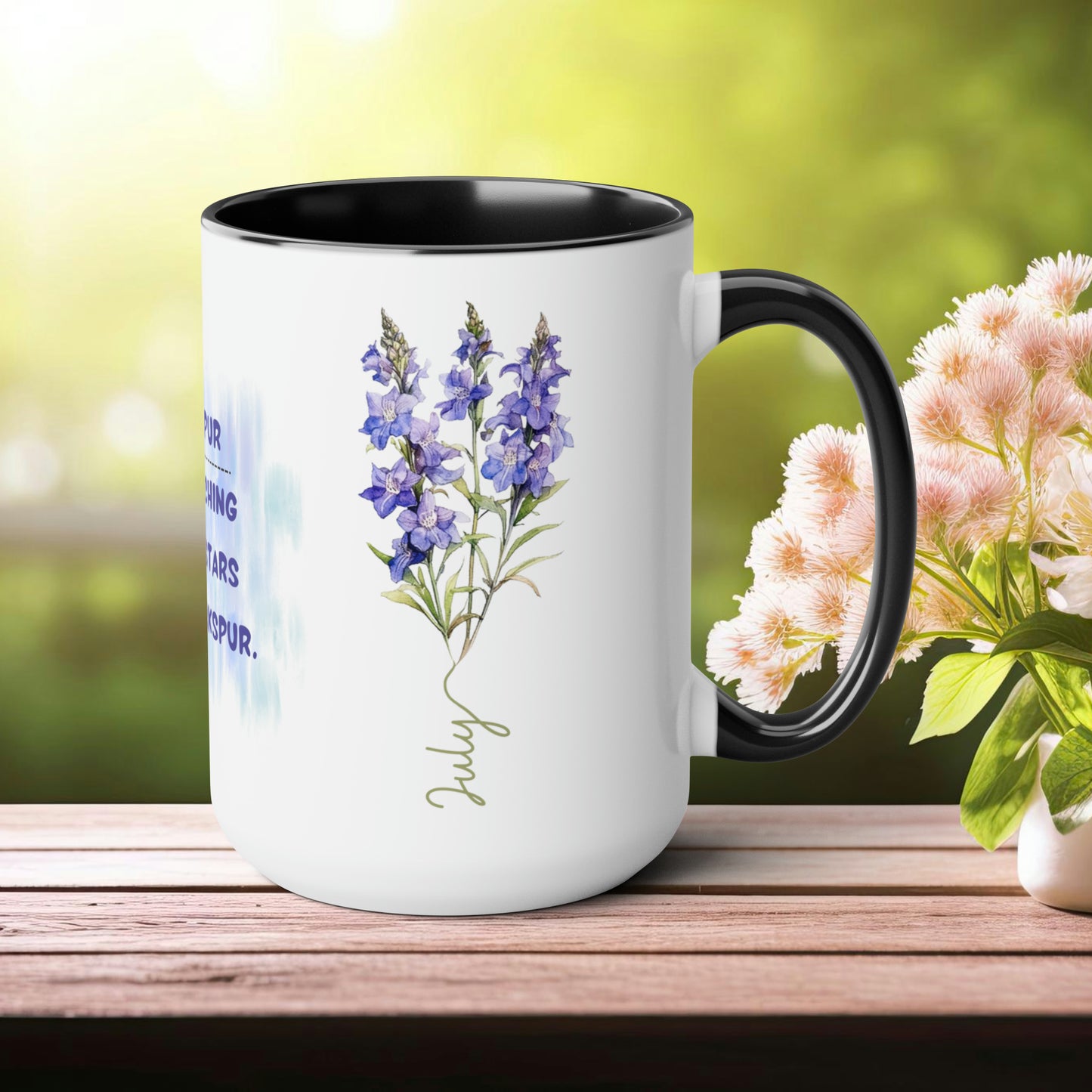 July Birth Month Flower Two-Tone Coffee Mugs, 15oz, Magical Birth Month Flower Mug.