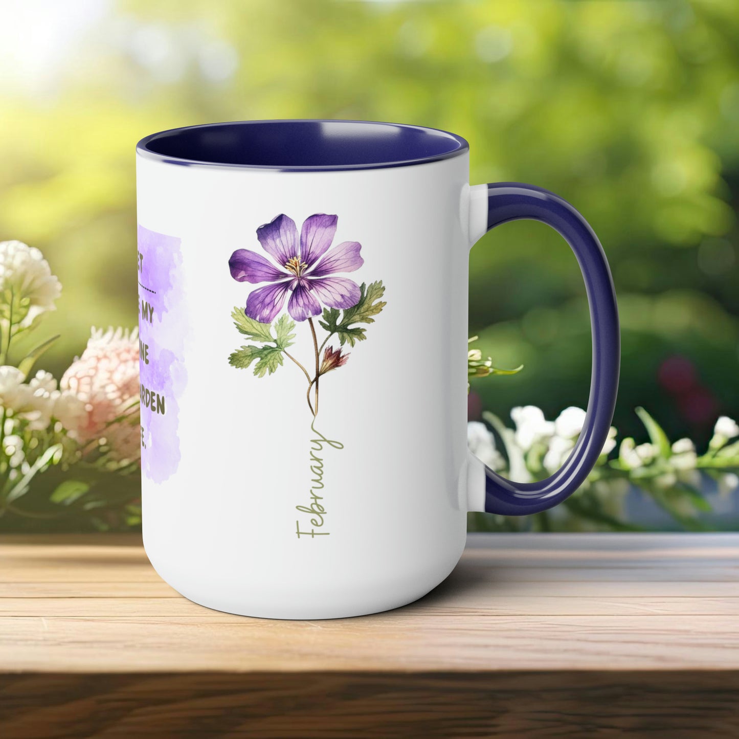 February Birth Month Flower Two-Tone Coffee Mugs, 15oz, Birthday Gift For Her.