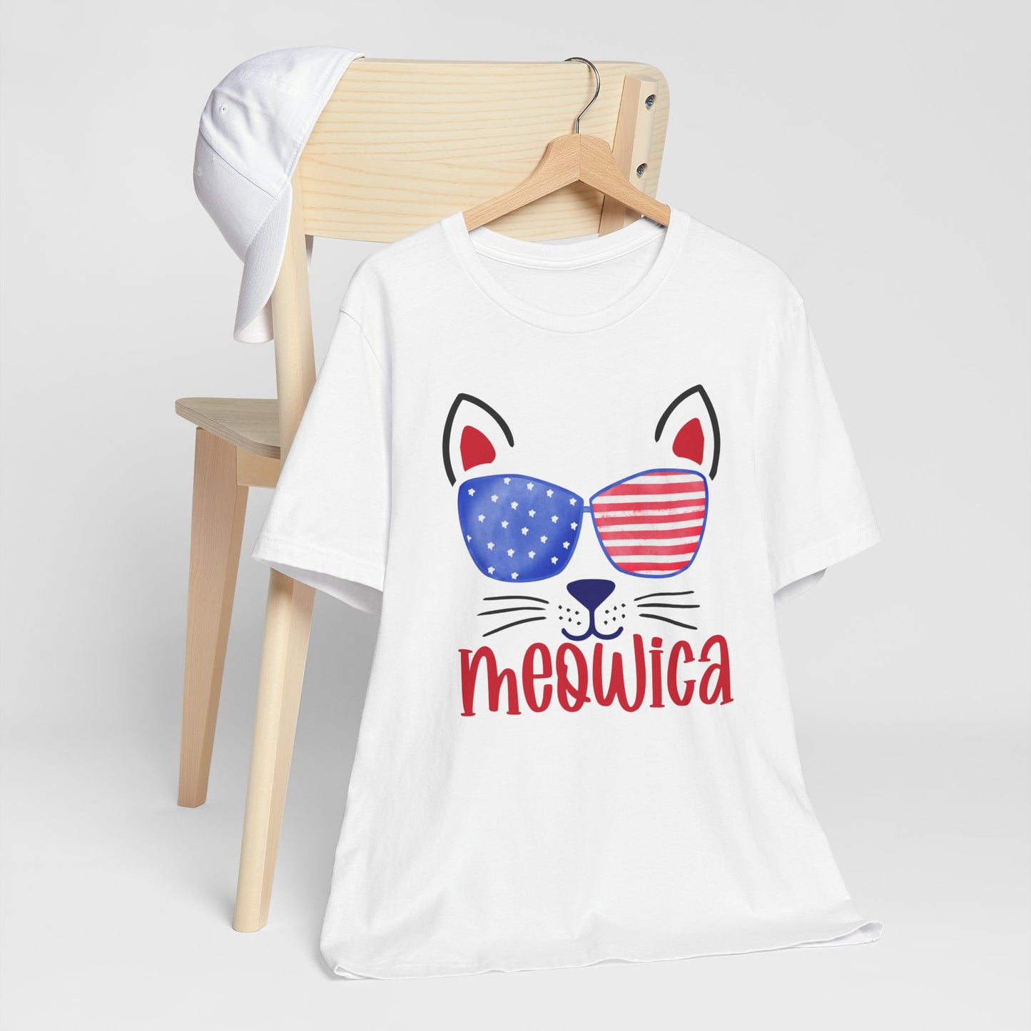 4th of July T-Shirt, Meowica T-shirt,  Fourth of July unisex jersey short sleeve.