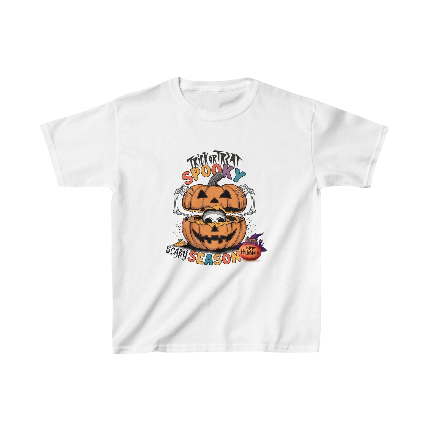 Spooky Scary season Halloween Kids Shirt, Spooky Halloween Kids Heavy Cotton™ Tee, Spooky Season Kids Shirt, Spooky Vibes Shirt, Trick Or Treat Cotton T-Shirt.