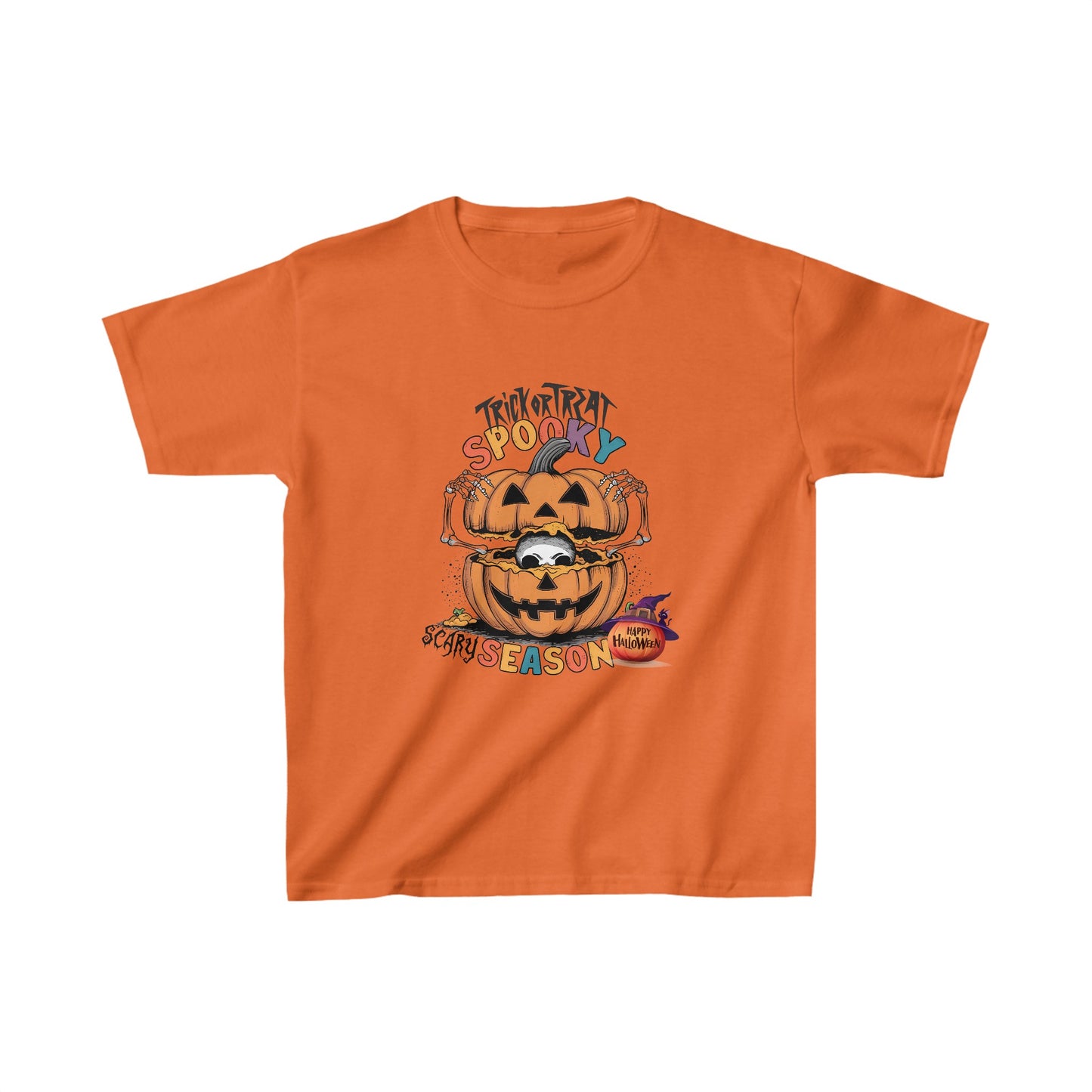 Spooky Scary season Halloween Kids Shirt, Spooky Halloween Kids Heavy Cotton™ Tee, Spooky Season Kids Shirt, Spooky Vibes Shirt, Trick Or Treat Cotton T-Shirt.