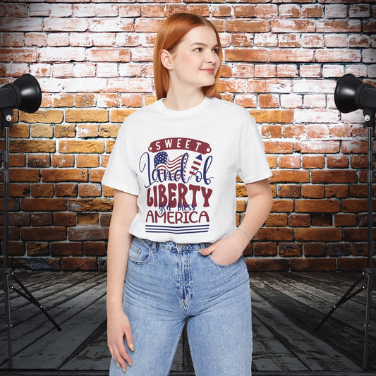 4th of July T-shirt, Sweet Land Of Liberty T-Shirt, Fourth of July unisex jersey short sleeve.