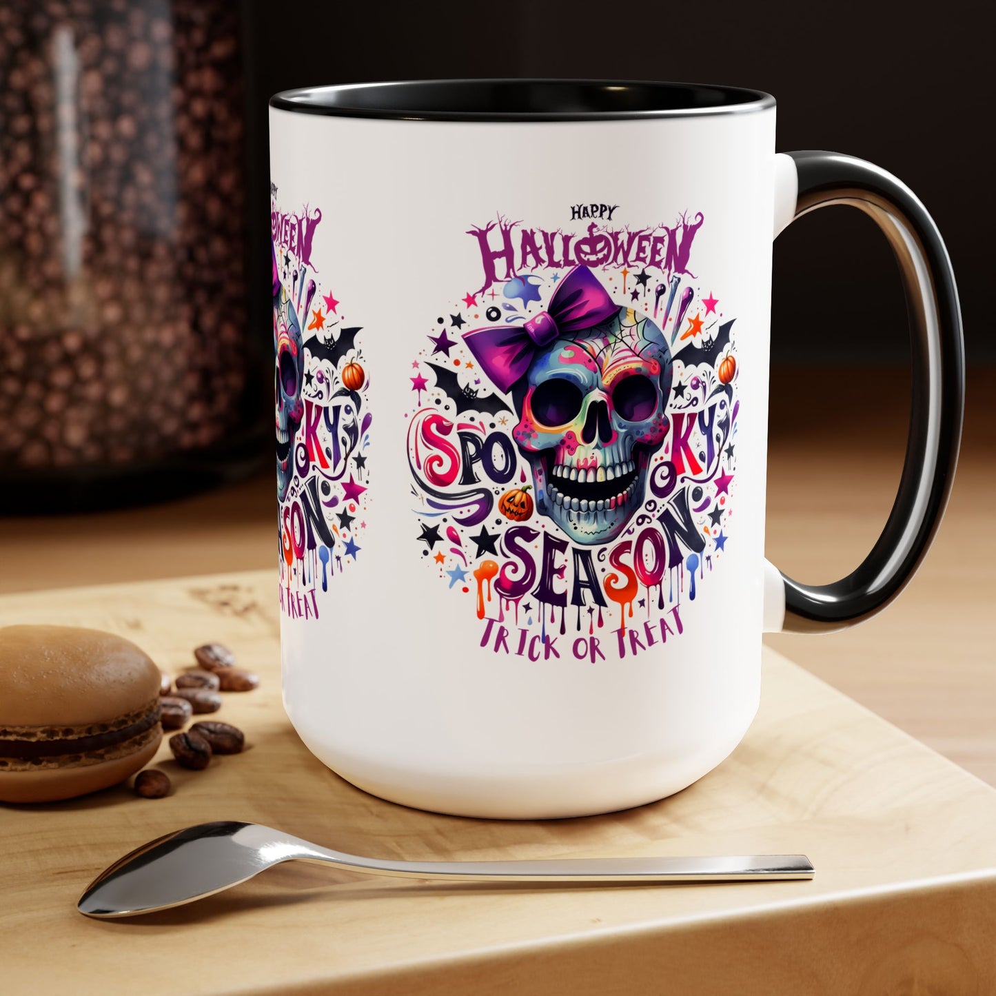 Spooky Season Halloween Coffee Mug, Halloween Coffee Mug, Trick or Treat Halloween Coffee Mug, Cute Skeleton Coffee Mug, Spooky Vibes Halloween Coffee Mug.