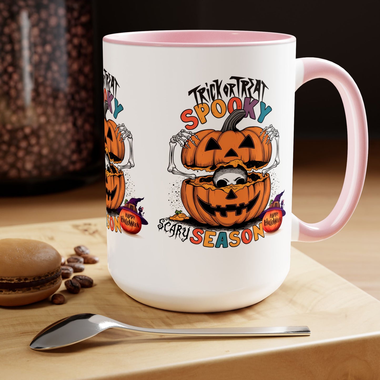 Spooky Scary Halloween Coffee Mug,  Let's Go Halloween Coffee Mug, Trick or Treat Halloween Coffee Mug, Cute Skeleton Coffee Mug, Spooky Season Halloween Coffee Mug.